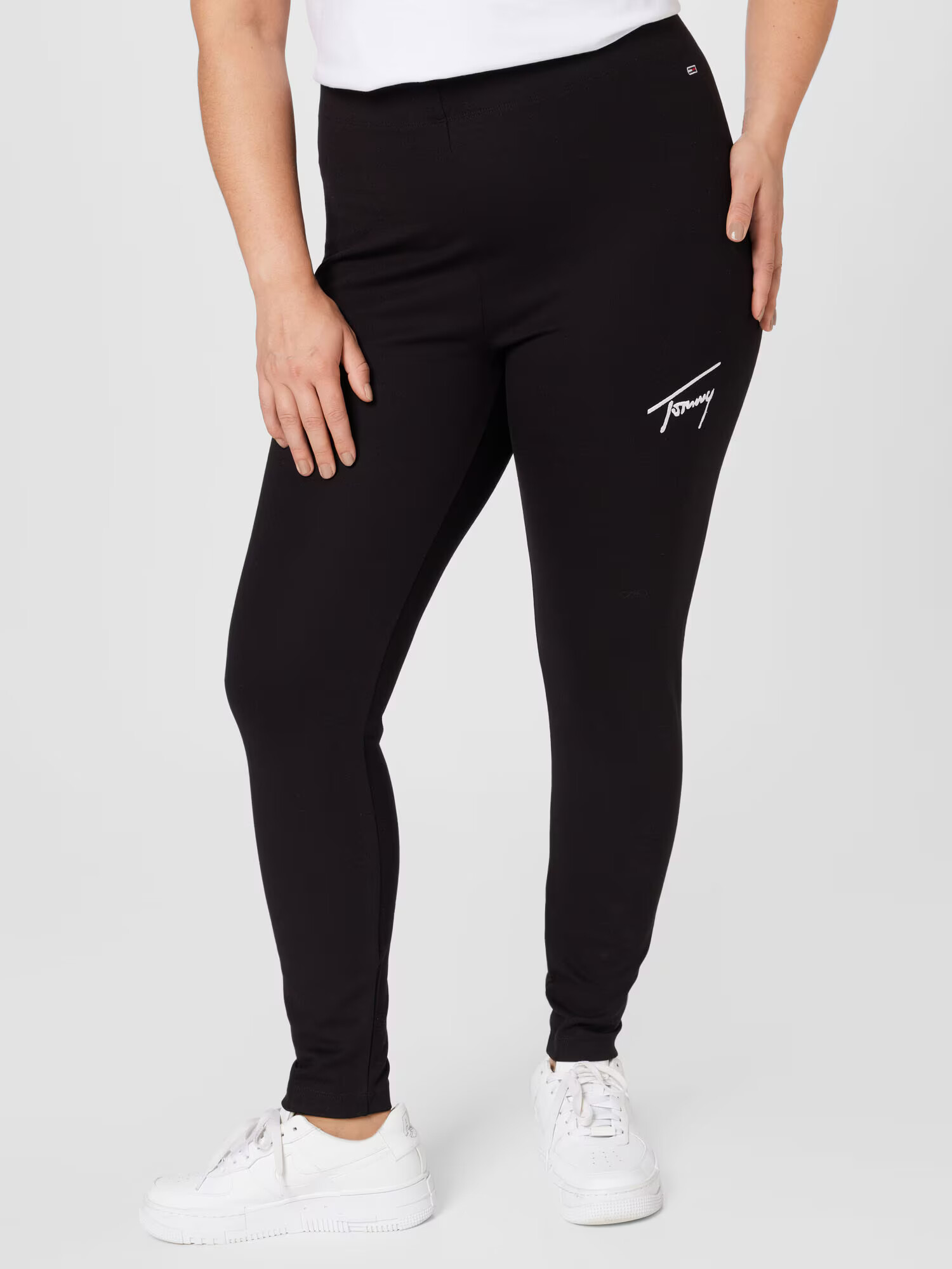 Tommy Jeans Curve Leggings negru / alb - Pled.ro