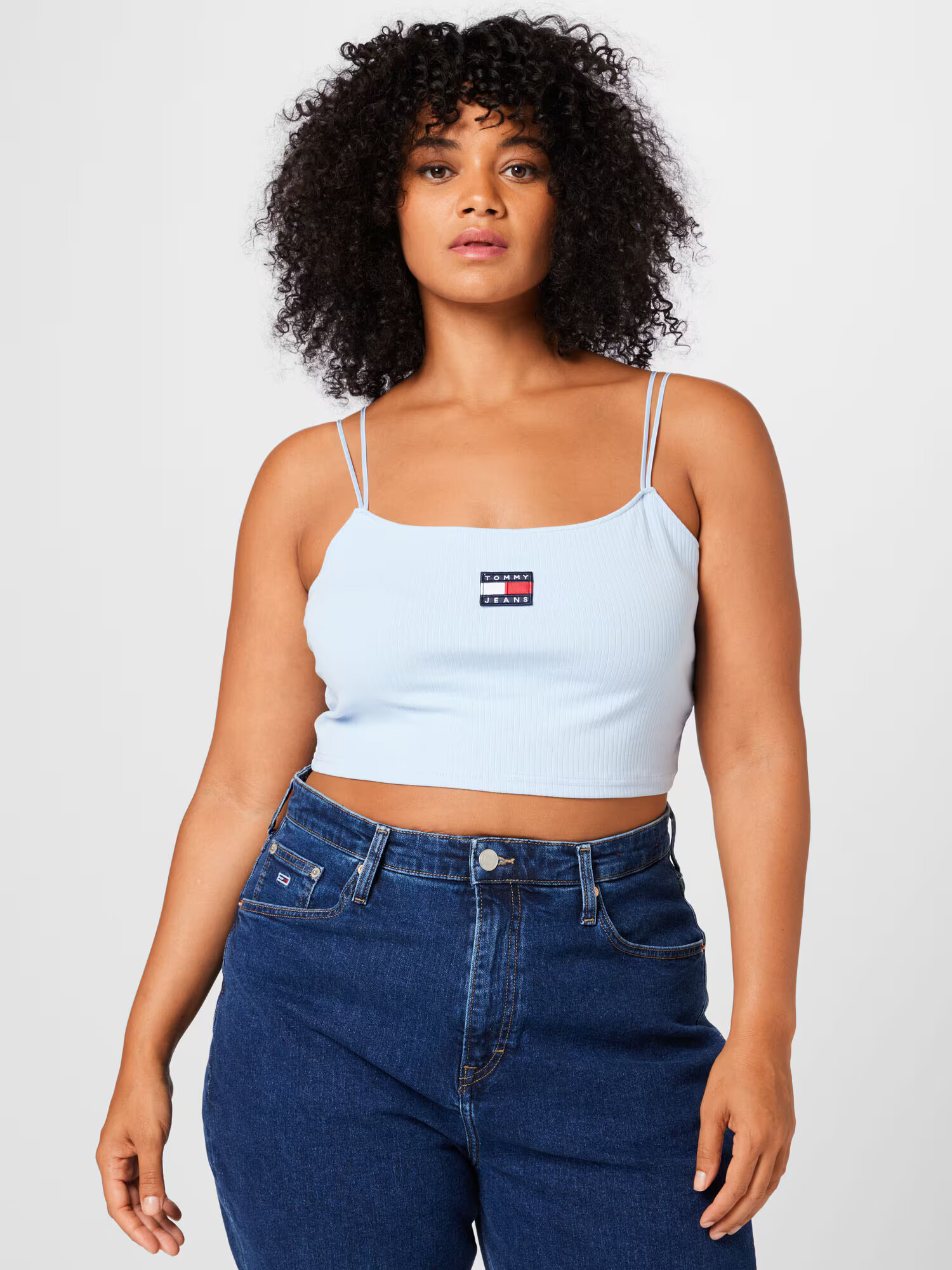 Tommy Jeans Curve Top bleumarin / albastru deschis / roșu - Pled.ro