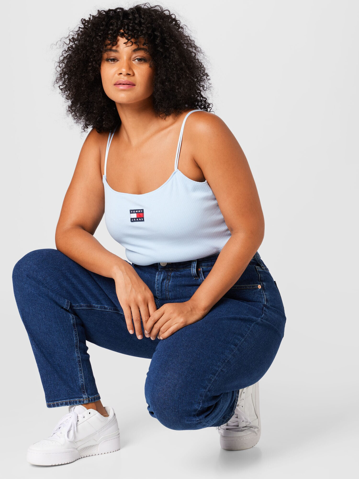 Tommy Jeans Curve Top bleumarin / albastru deschis / roșu - Pled.ro