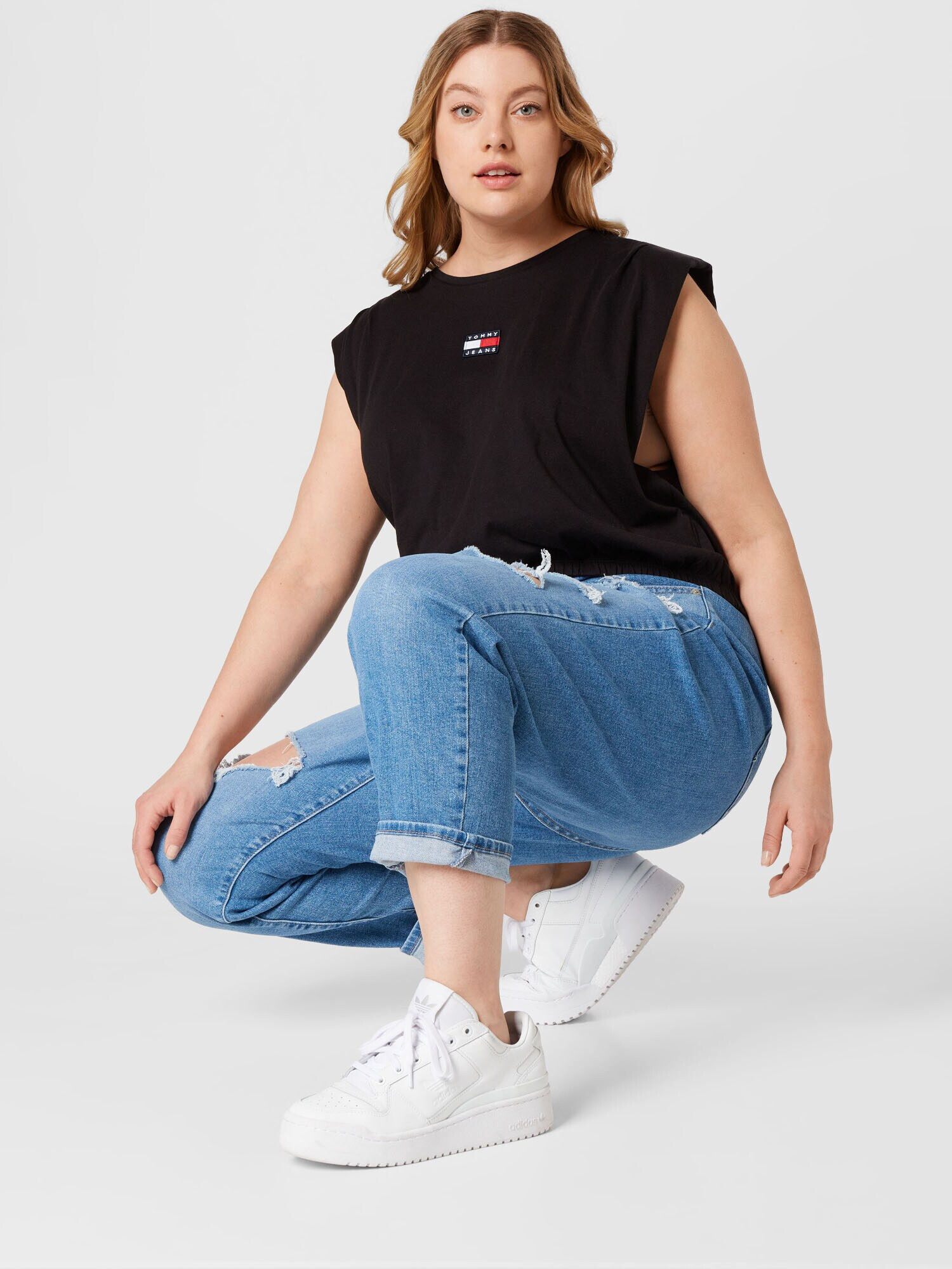 Tommy Jeans Curve Top bleumarin / roși aprins / negru / alb - Pled.ro