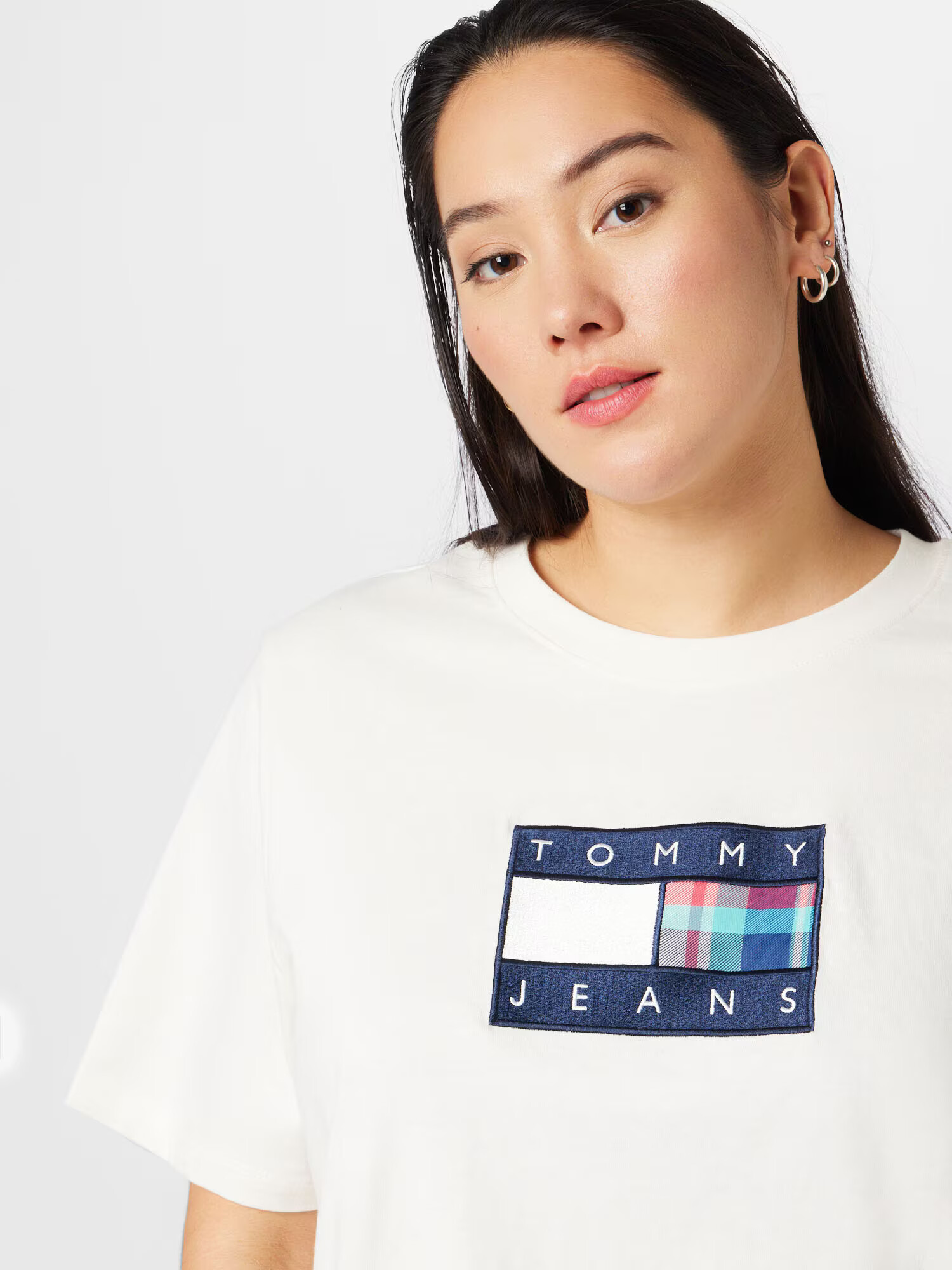 Tommy Jeans Curve Tricou albastru / alb - Pled.ro