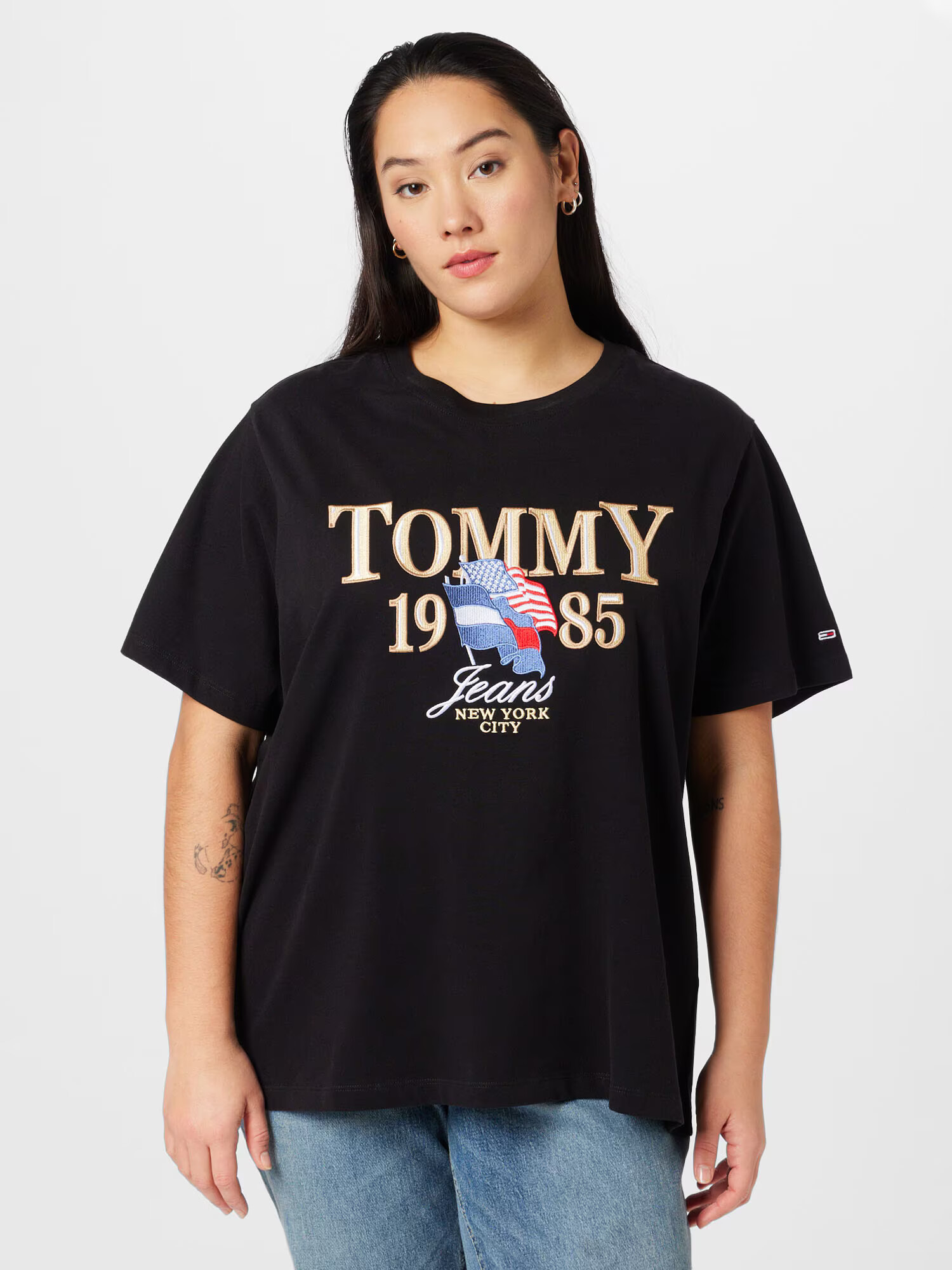 Tommy Jeans Curve Tricou albastru deschis / roșu / negru / alb - Pled.ro