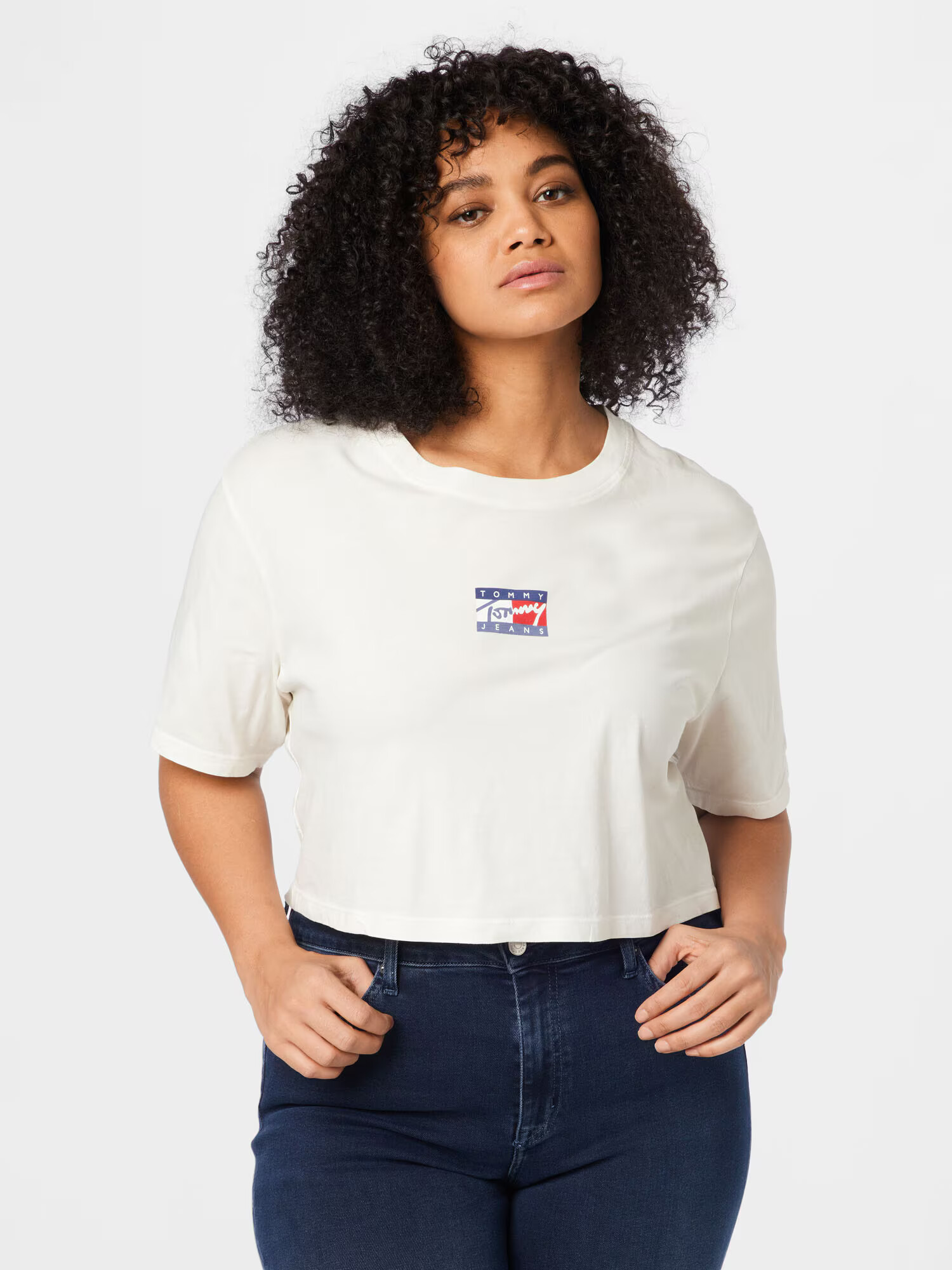 Tommy Jeans Curve Tricou albastru închis / roșu / alb - Pled.ro