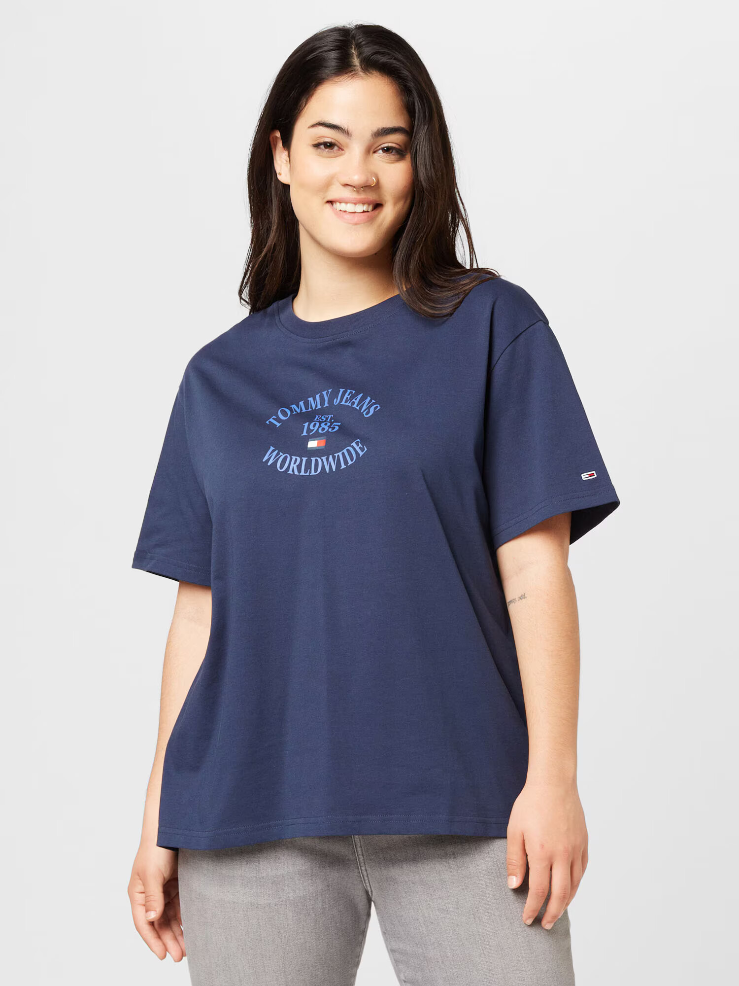 Tommy Jeans Curve Tricou bleumarin / roșu / alb - Pled.ro