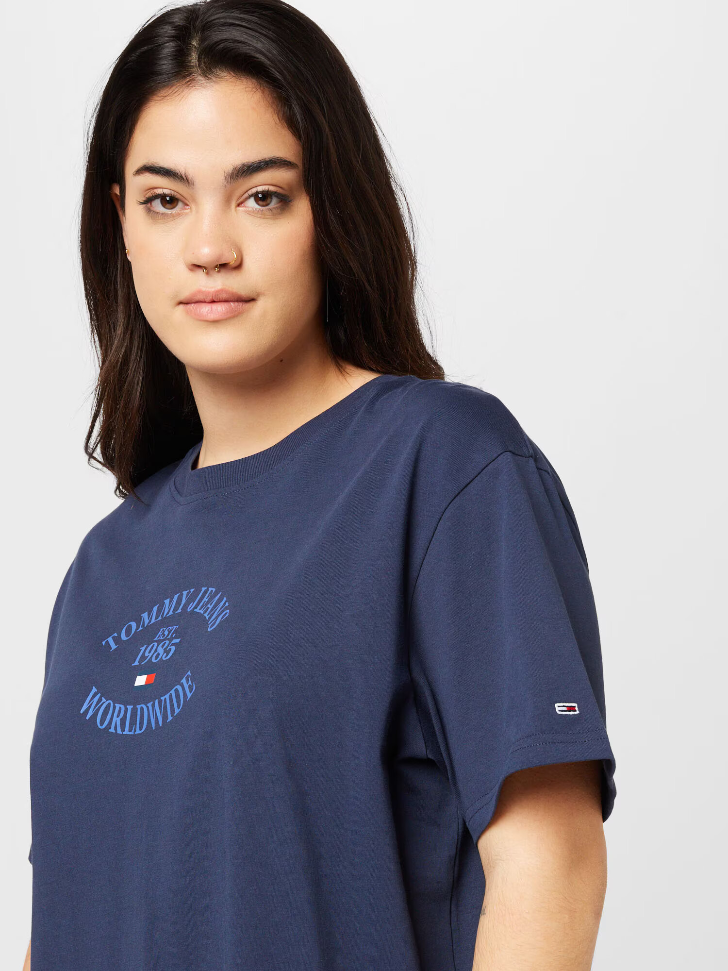 Tommy Jeans Curve Tricou bleumarin / roșu / alb - Pled.ro