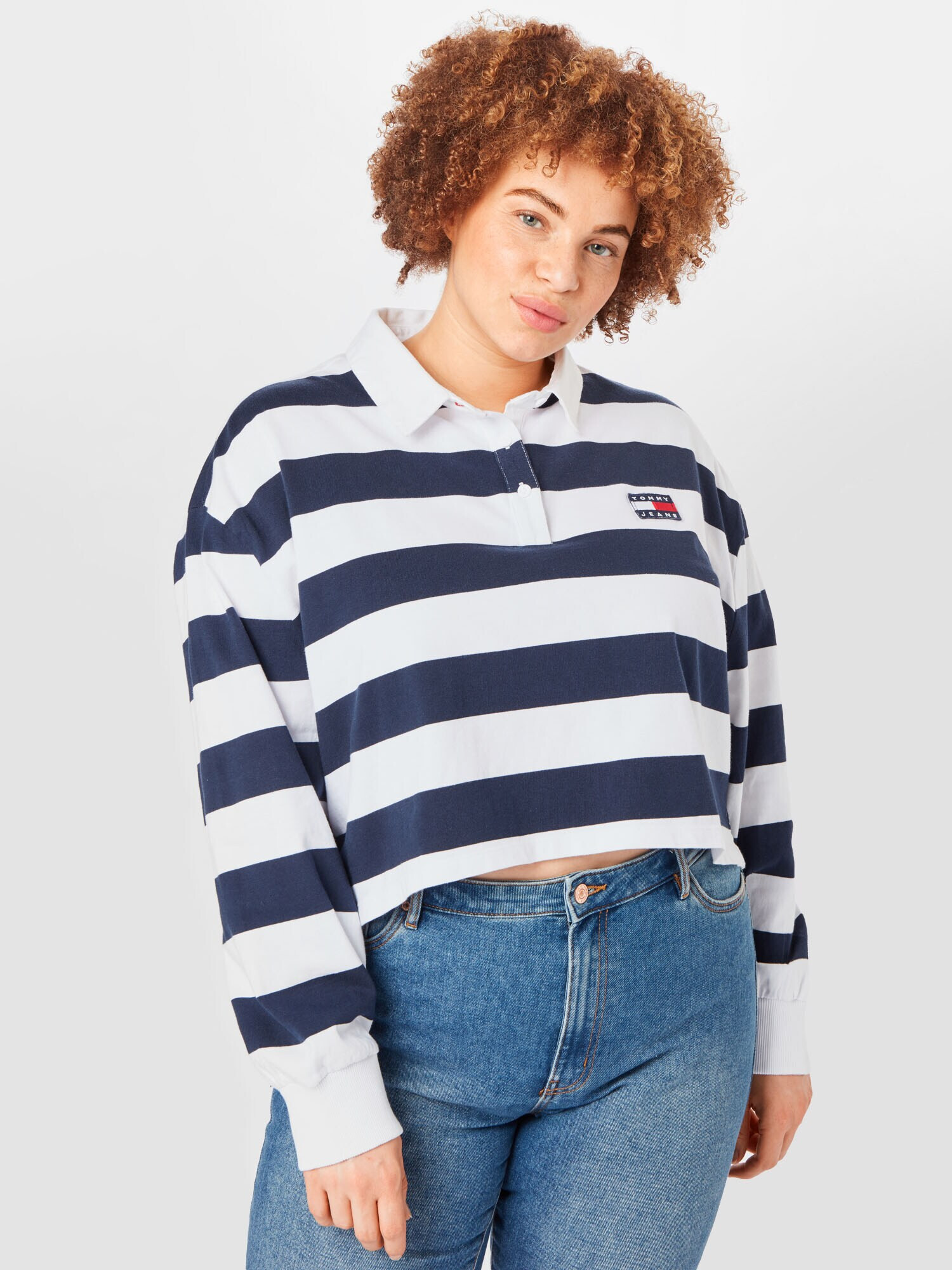 Tommy Jeans Curve Tricou bleumarin / roșu / alb - Pled.ro