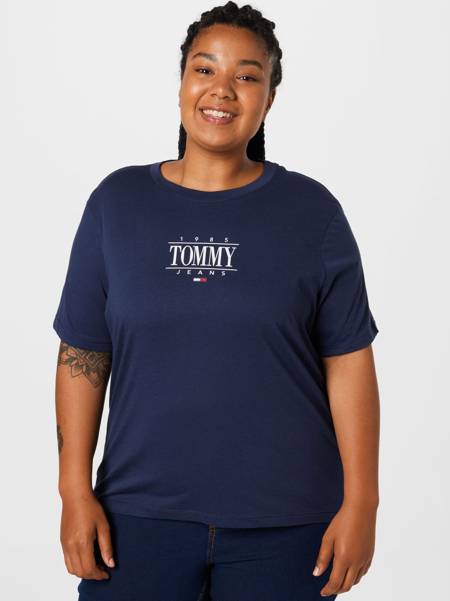 Tommy Jeans Curve Tricou bleumarin / roșu / alb - Pled.ro