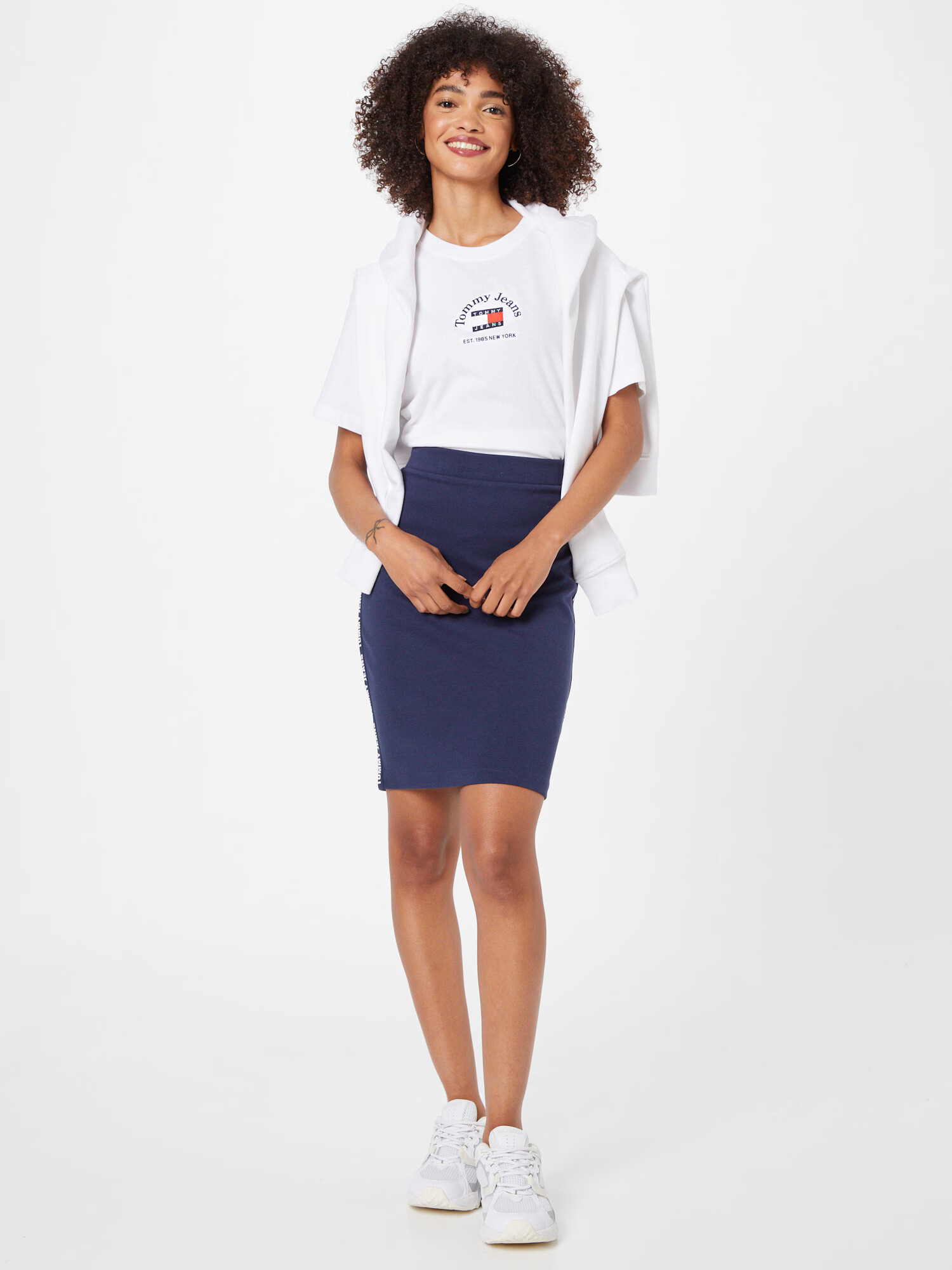 Tommy Jeans Fustă bleumarin / roși aprins / alb - Pled.ro