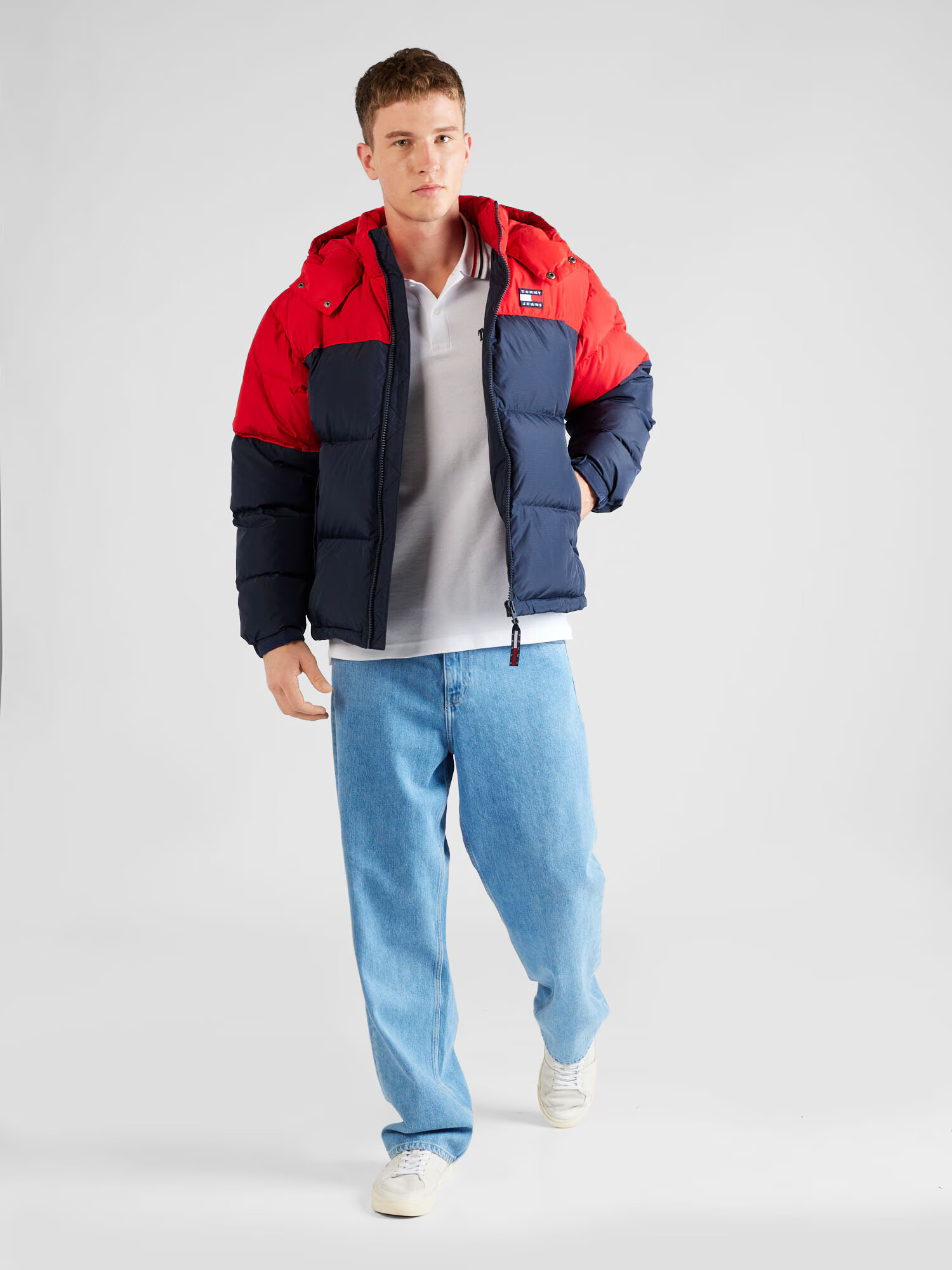 Tommy Jeans Geacă de iarnă 'Alaska' bleumarin / roși aprins / alb - Pled.ro