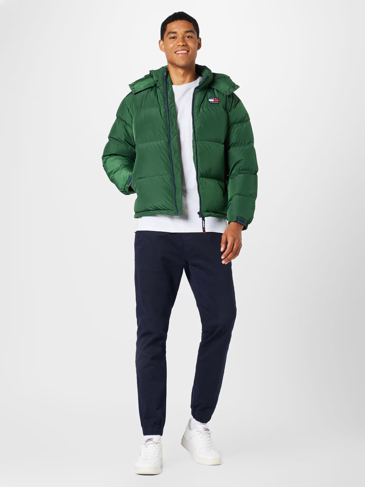 Tommy Jeans Geacă de iarnă 'ALASKA' bleumarin / verde smarald / roșu / alb - Pled.ro