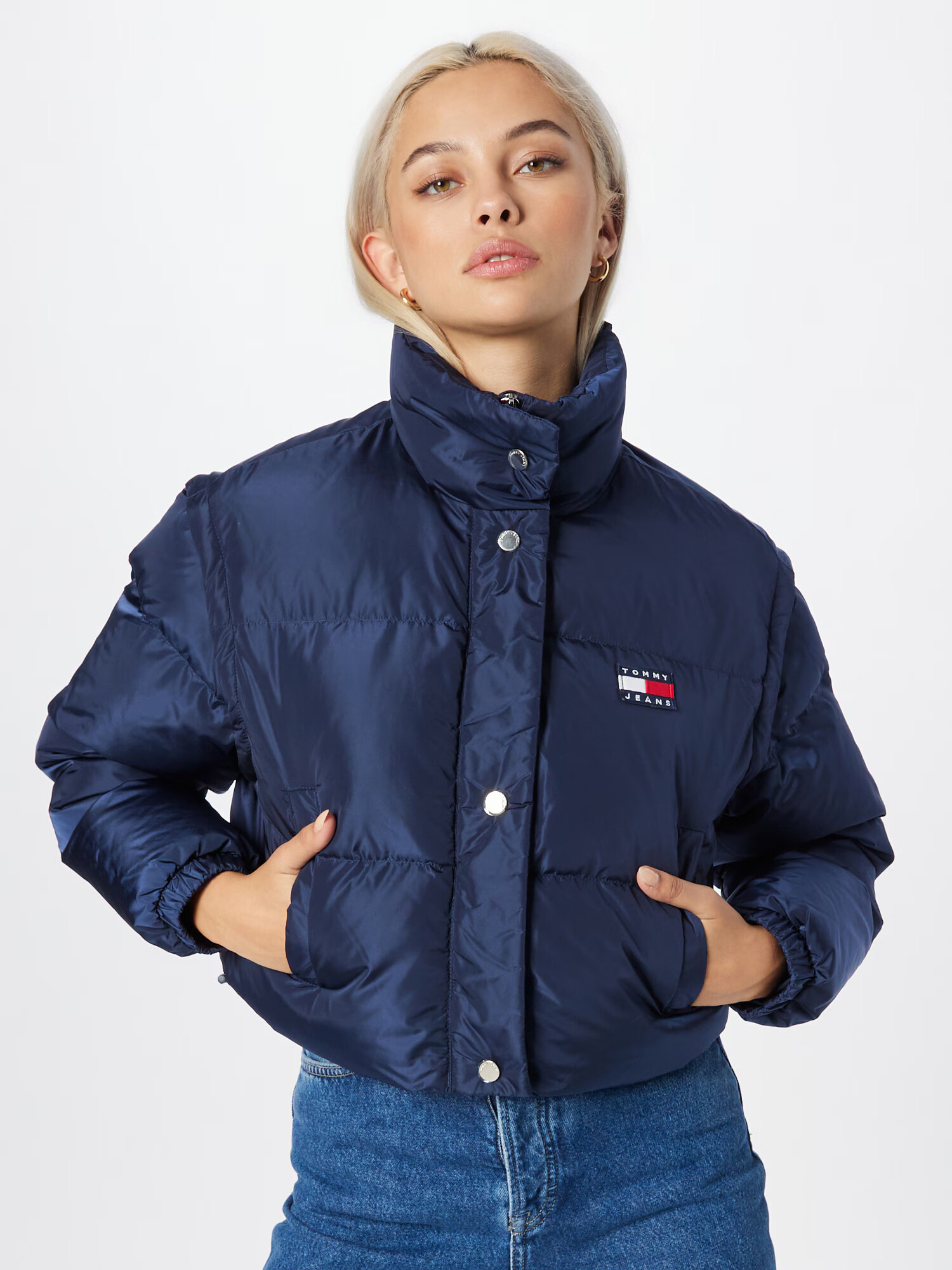 Tommy Jeans Geacă de iarnă albastru / roși aprins / alb murdar - Pled.ro