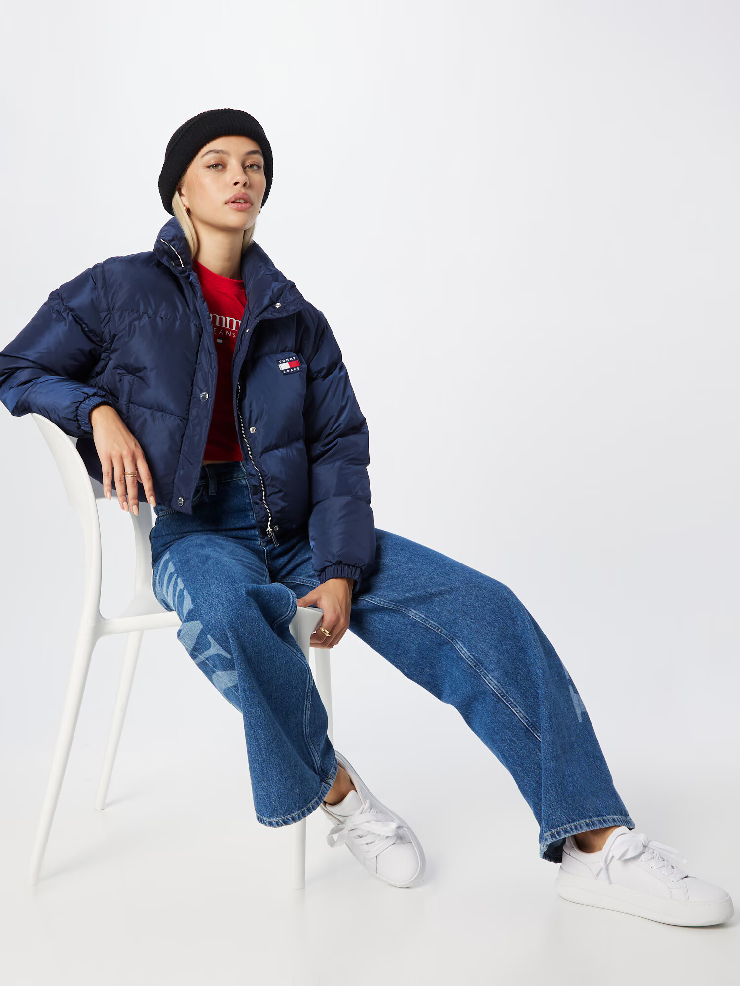 Tommy Jeans Geacă de iarnă albastru / roși aprins / alb murdar - Pled.ro