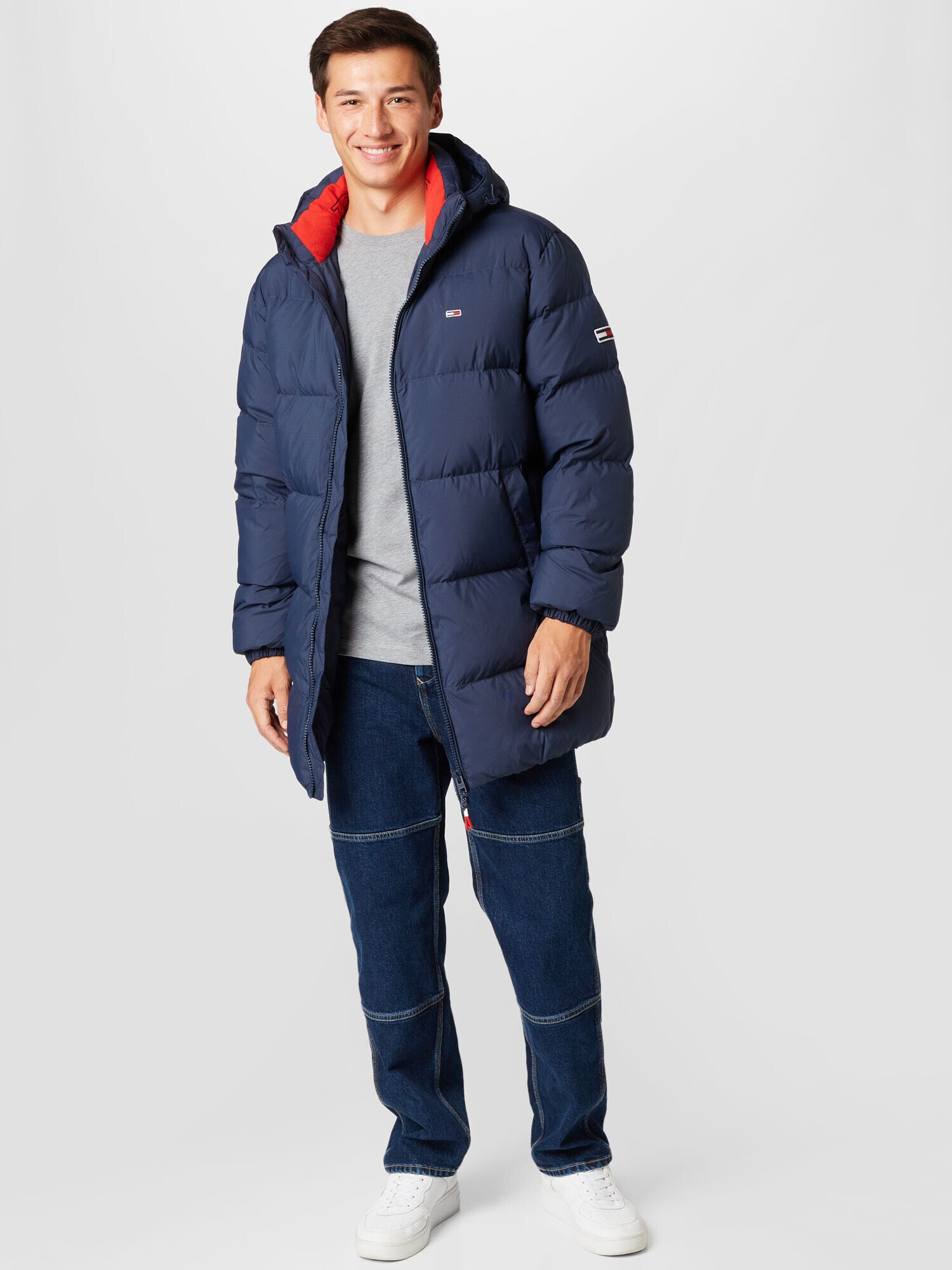 Tommy Jeans Geacă de iarnă bleumarin / roșu / alb - Pled.ro