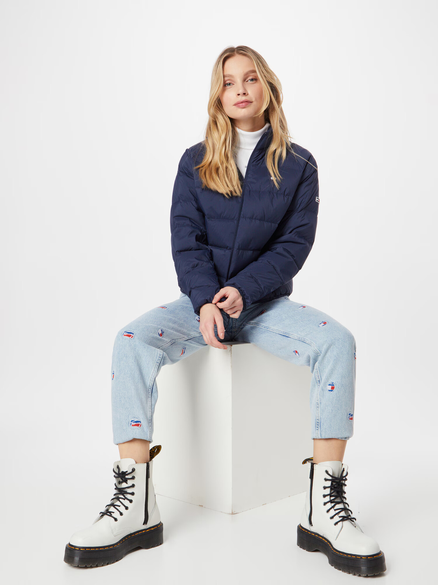 Tommy Jeans Geacă de iarnă bleumarin / roșu / alb - Pled.ro