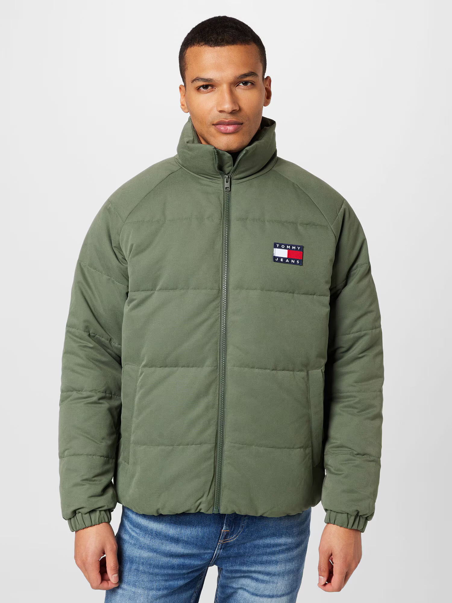 Tommy Jeans Geacă de iarnă bleumarin / verde măr / roșu / alb - Pled.ro