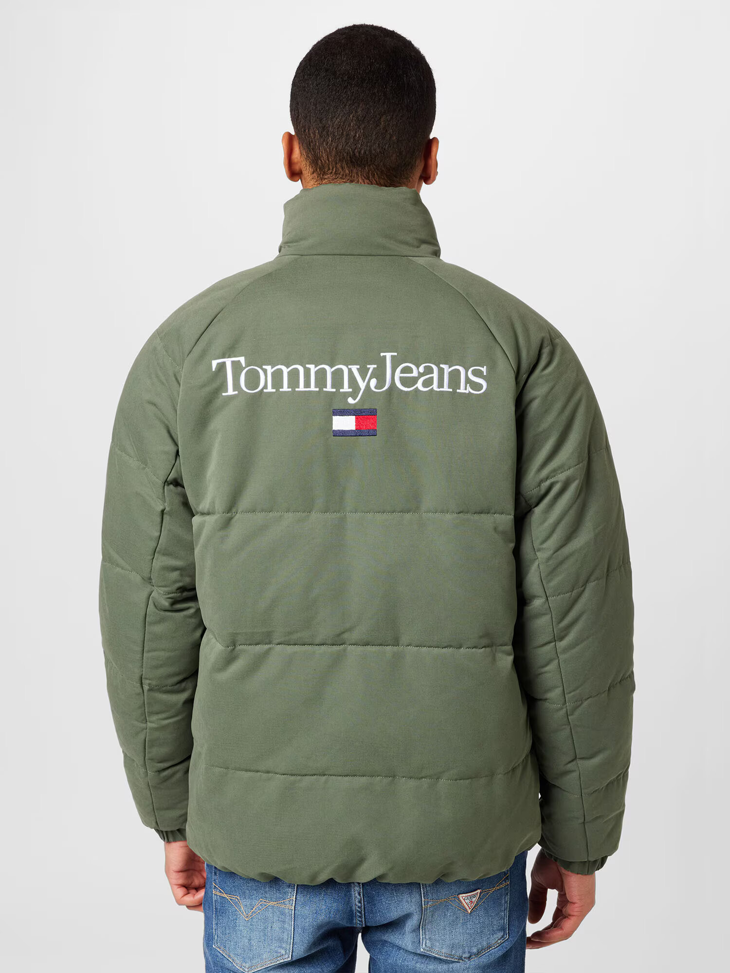 Tommy Jeans Geacă de iarnă bleumarin / verde măr / roșu / alb - Pled.ro