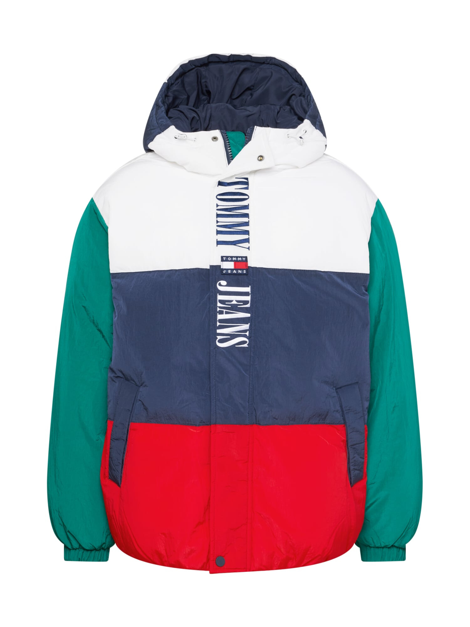 Tommy Jeans Geacă de iarnă bleumarin / verde smarald / roșu / alb - Pled.ro