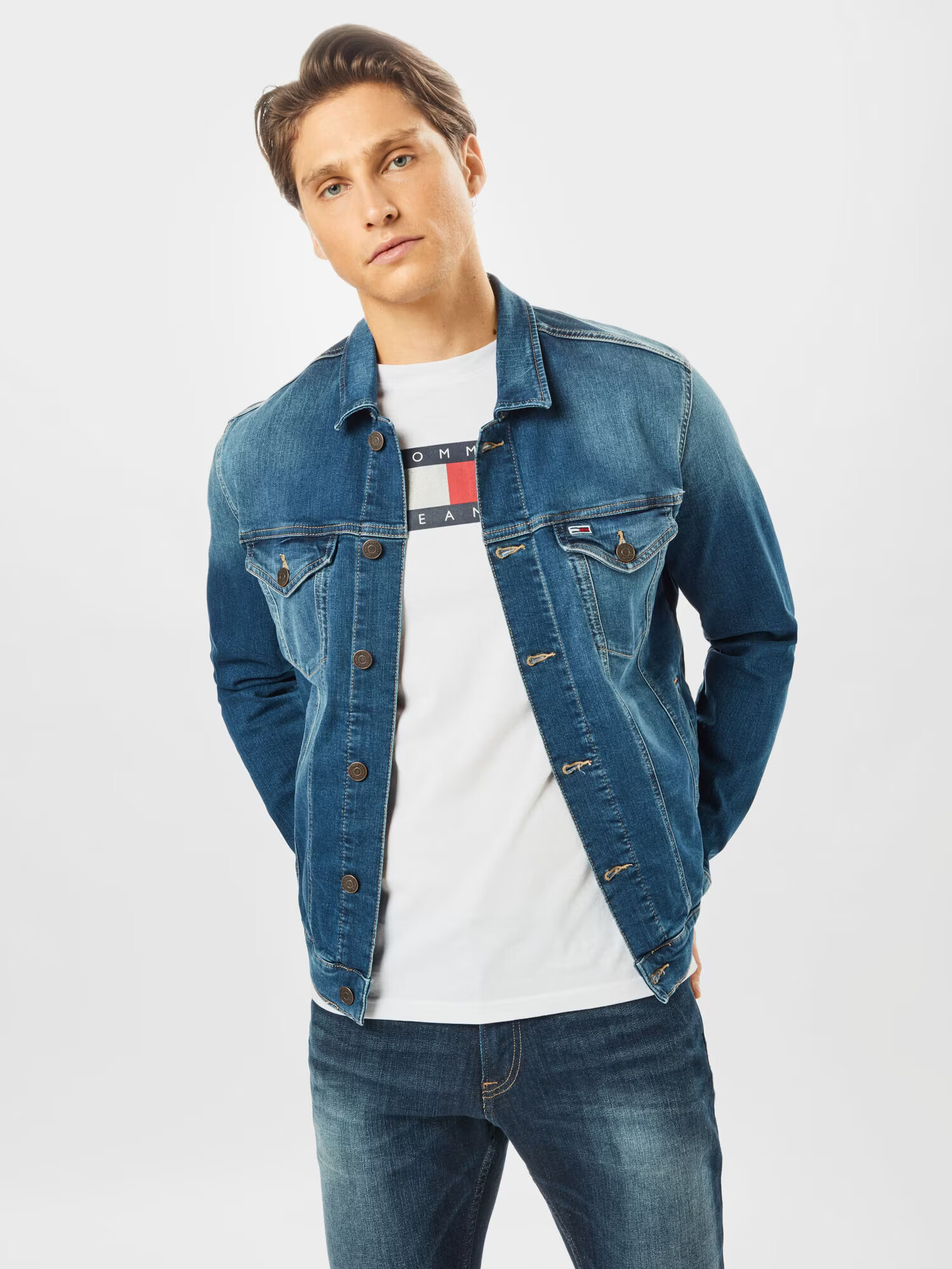 Tommy Jeans Geacă de primăvară-toamnă albastru denim - Pled.ro