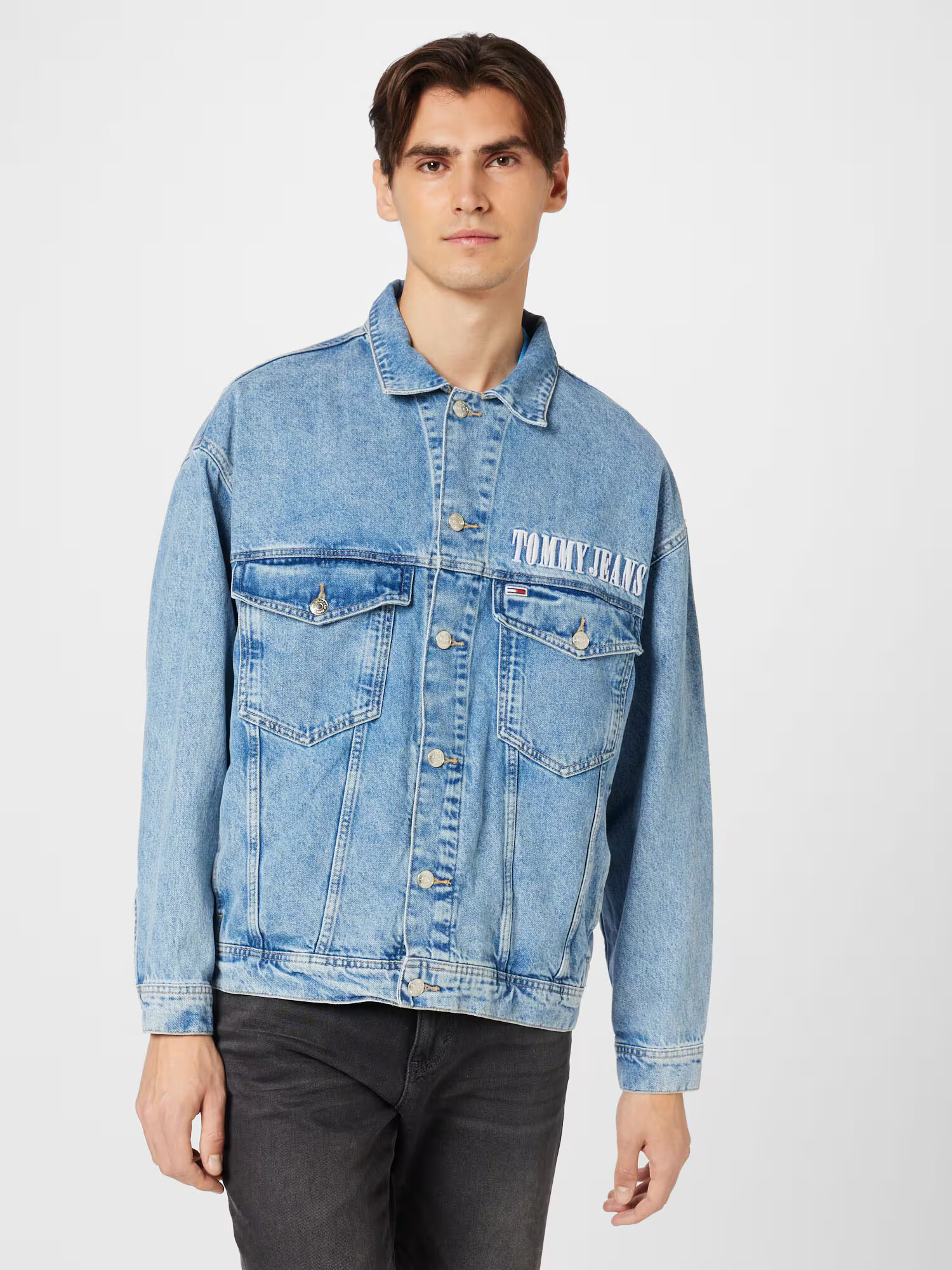 Tommy Jeans Geacă de primăvară-toamnă albastru denim - Pled.ro