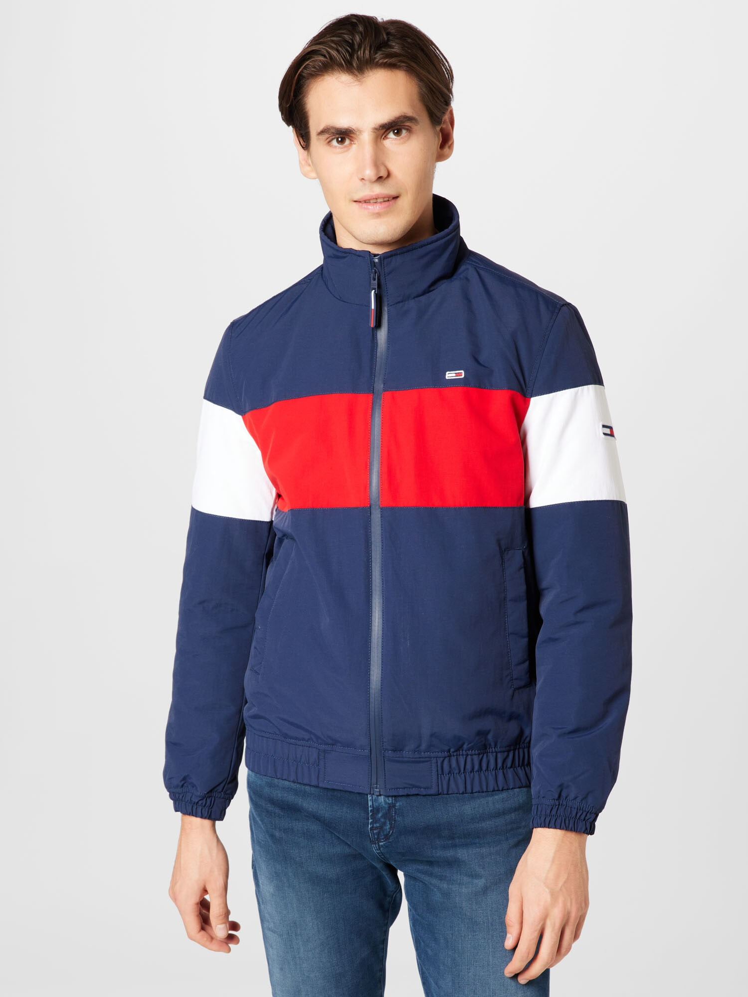 Tommy Jeans Geacă de primăvară-toamnă albastru marin / roșu / alb - Pled.ro