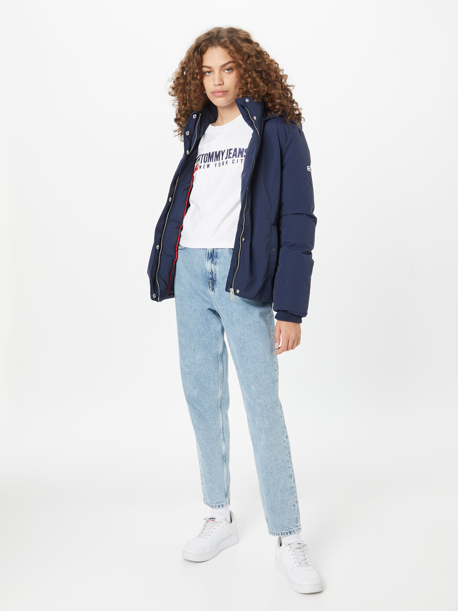 Tommy Jeans Geacă de primăvară-toamnă bleumarin / roșu / alb - Pled.ro