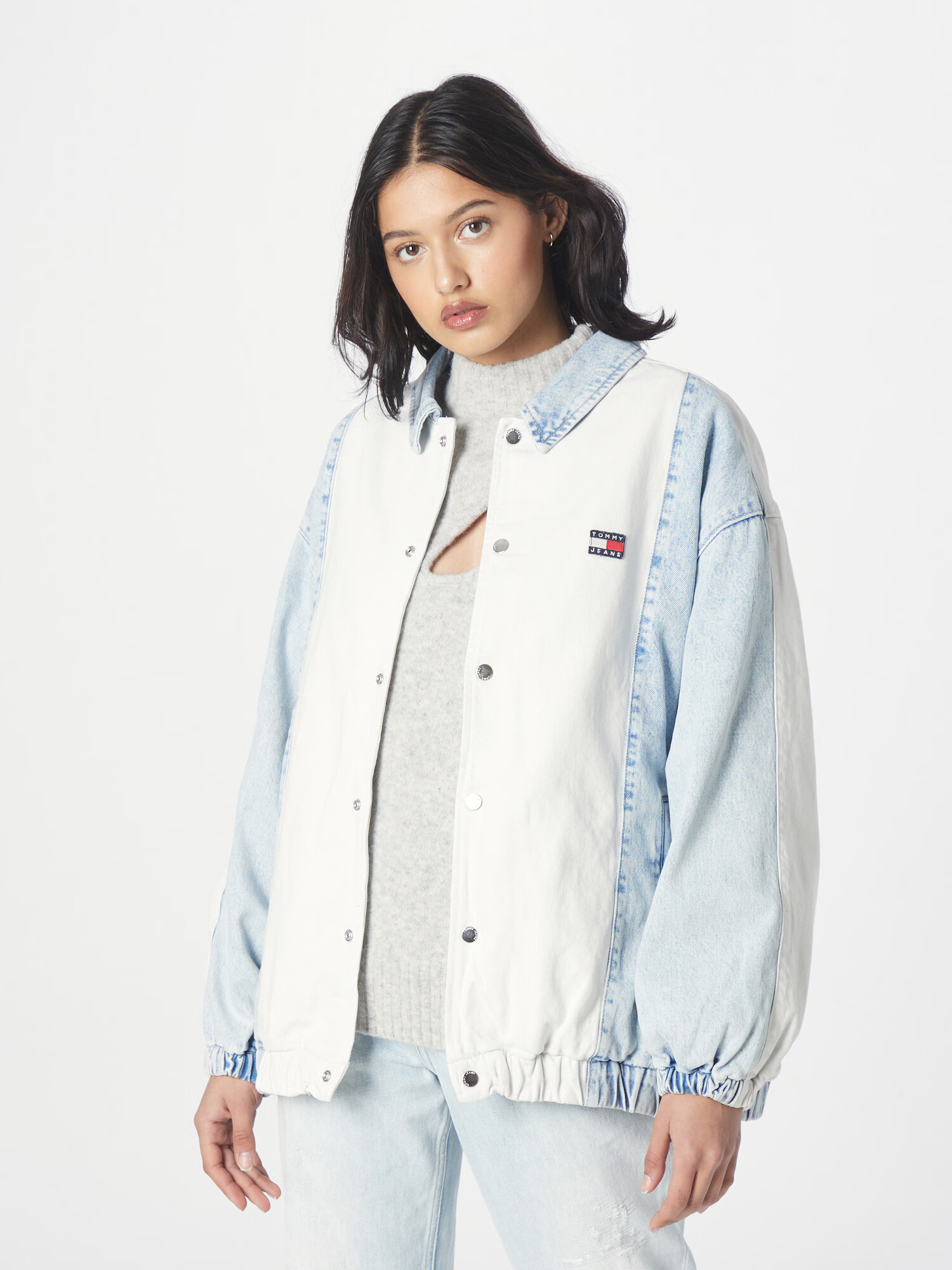 Tommy Jeans Geacă de primăvară-toamnă bleumarin / albastru denim / roși aprins / alb denim - Pled.ro