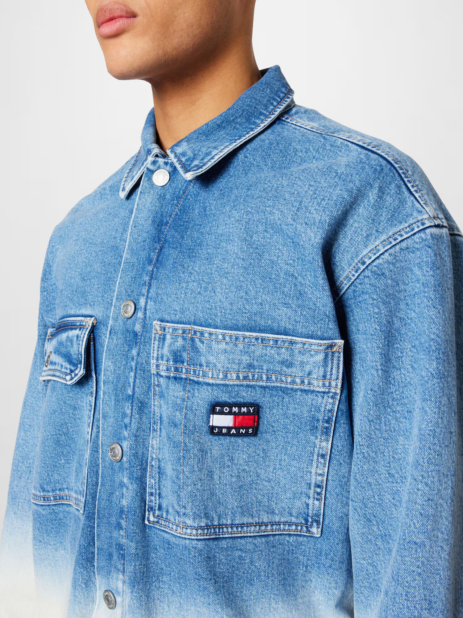 Tommy Jeans Geacă de primăvară-toamnă bleumarin / albastru denim / roșu / alb - Pled.ro