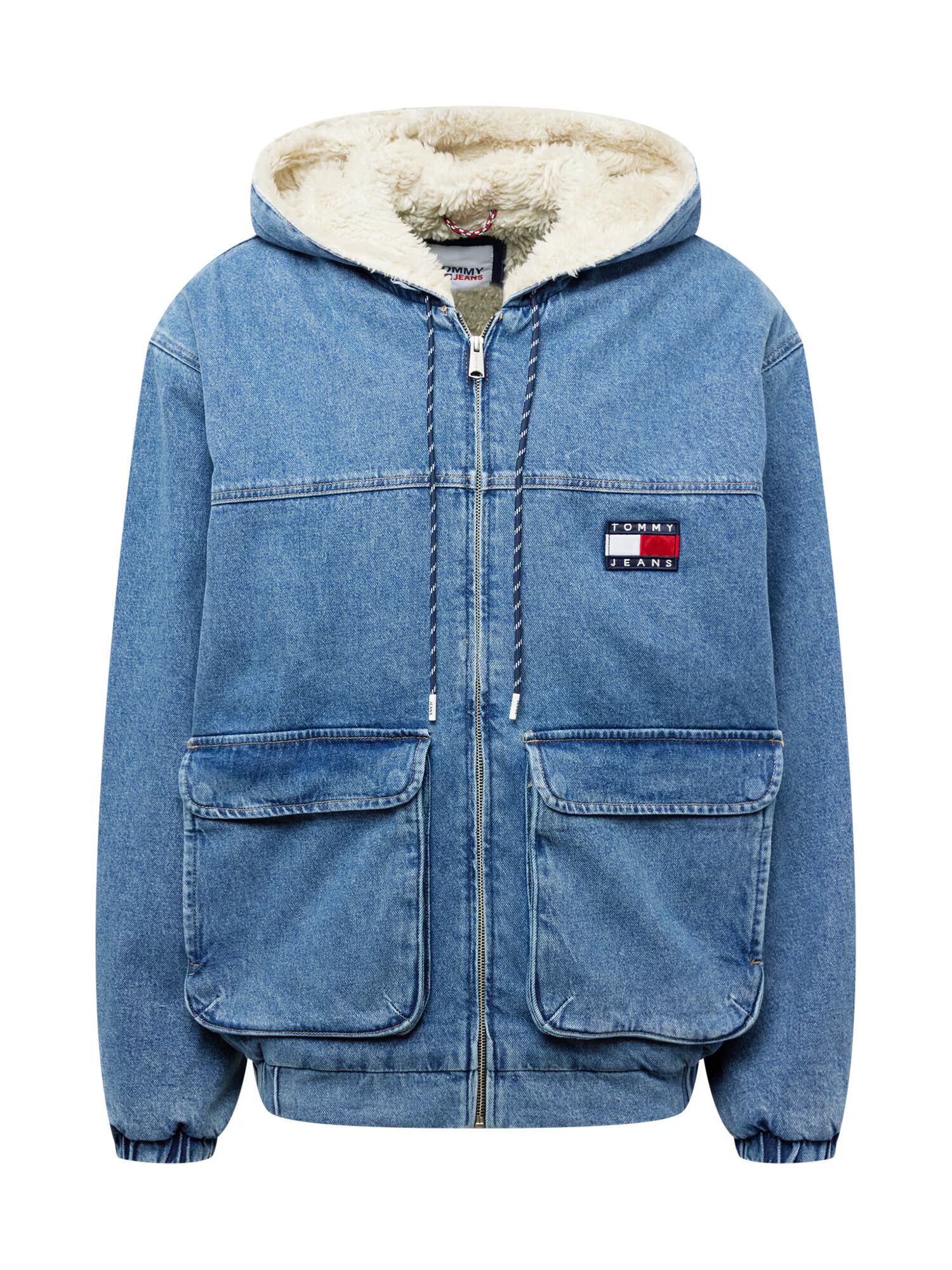 Tommy Jeans Geacă de primăvară-toamnă bleumarin / albastru denim / roșu / alb - Pled.ro