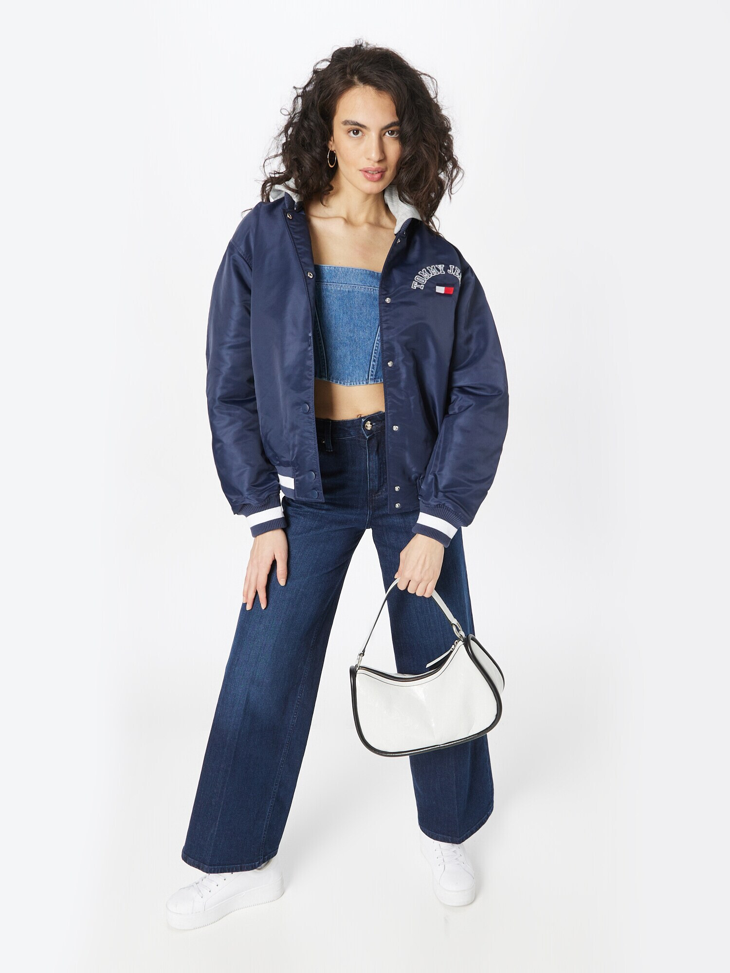 Tommy Jeans Geacă de primăvară-toamnă bleumarin / gri - Pled.ro