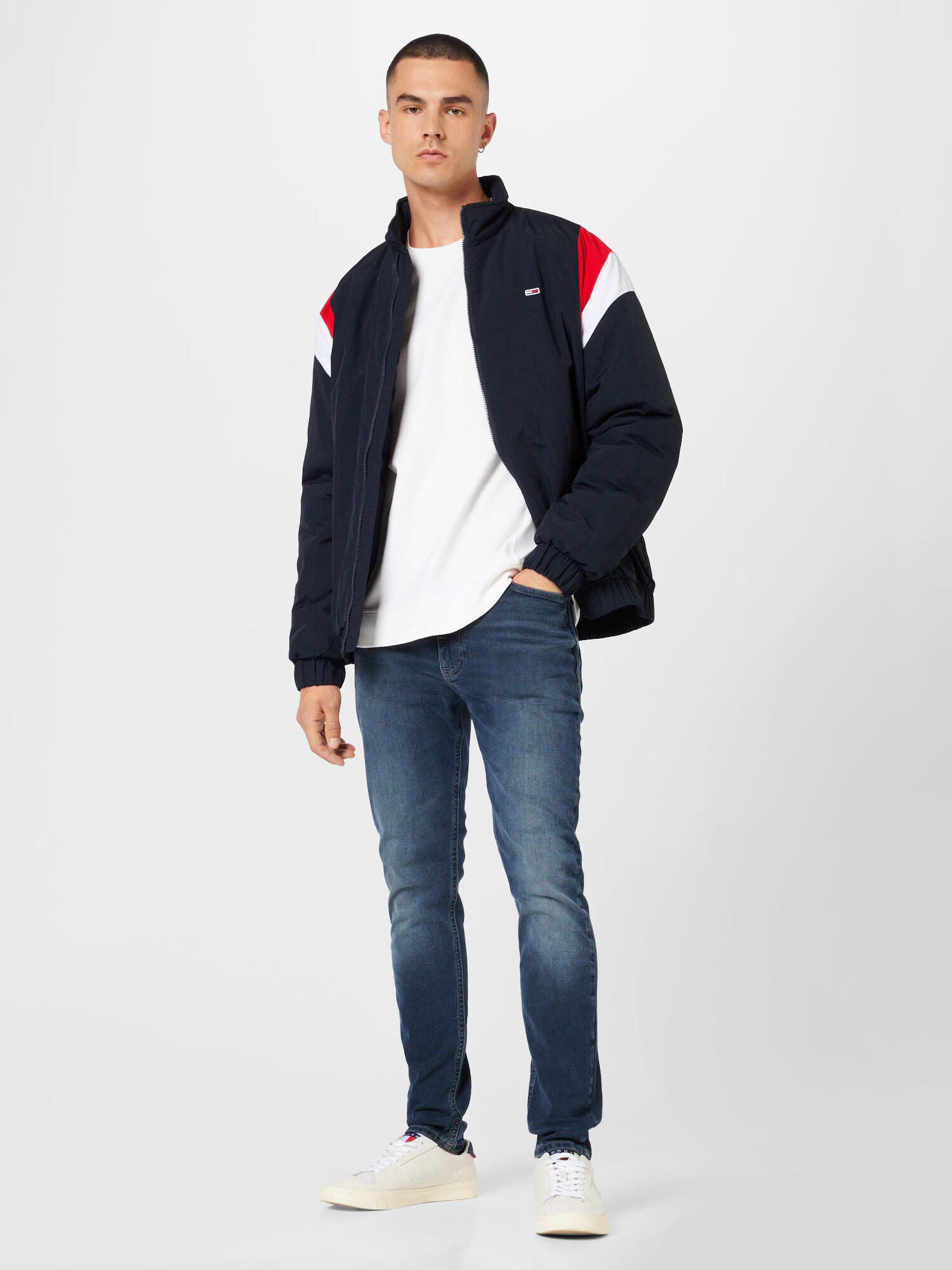 Tommy Jeans Geacă de primăvară-toamnă bleumarin / roșu / alb - Pled.ro