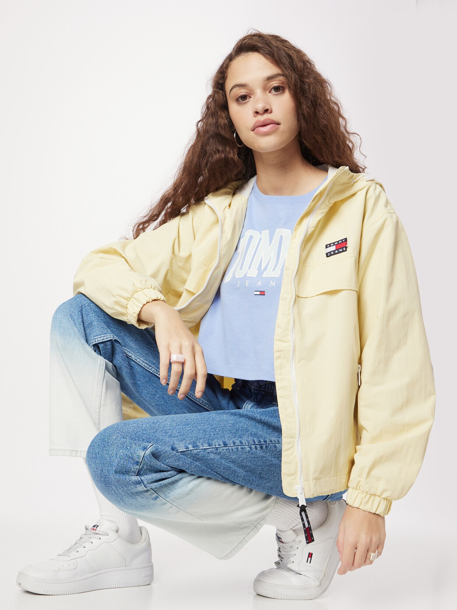 Tommy Jeans Geacă de primăvară-toamnă 'Chicago' albastru / galben citron / roșu / alb - Pled.ro