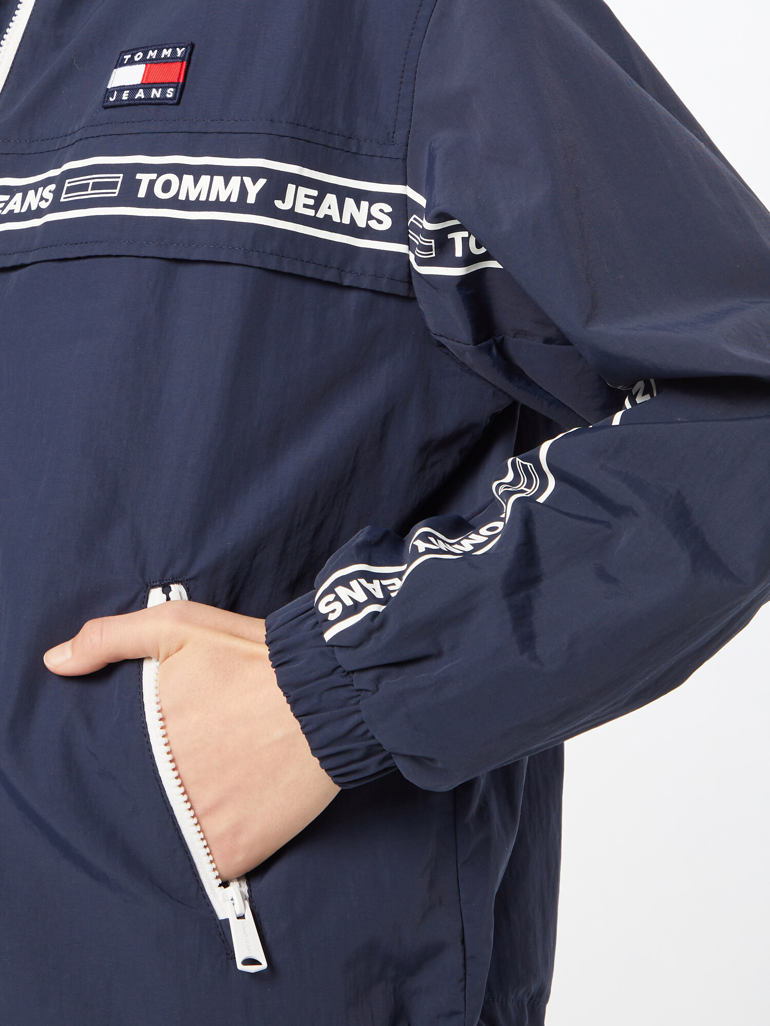 Tommy Jeans Geacă de primăvară-toamnă 'Chicago' bleumarin / roșu / alb - Pled.ro