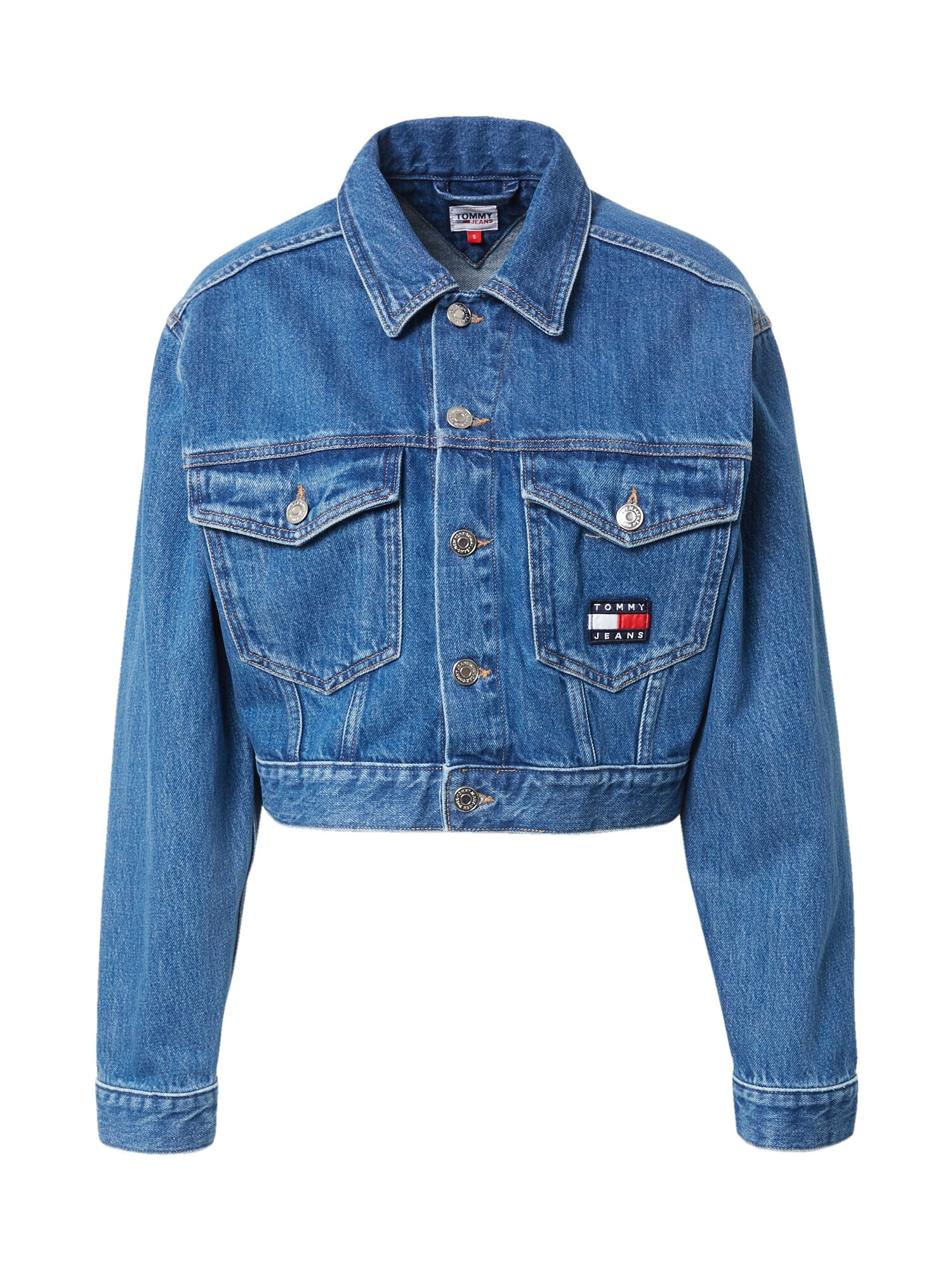 Tommy Jeans Geacă de primăvară-toamnă 'Claire' bleumarin / albastru denim / roșu / alb - Pled.ro