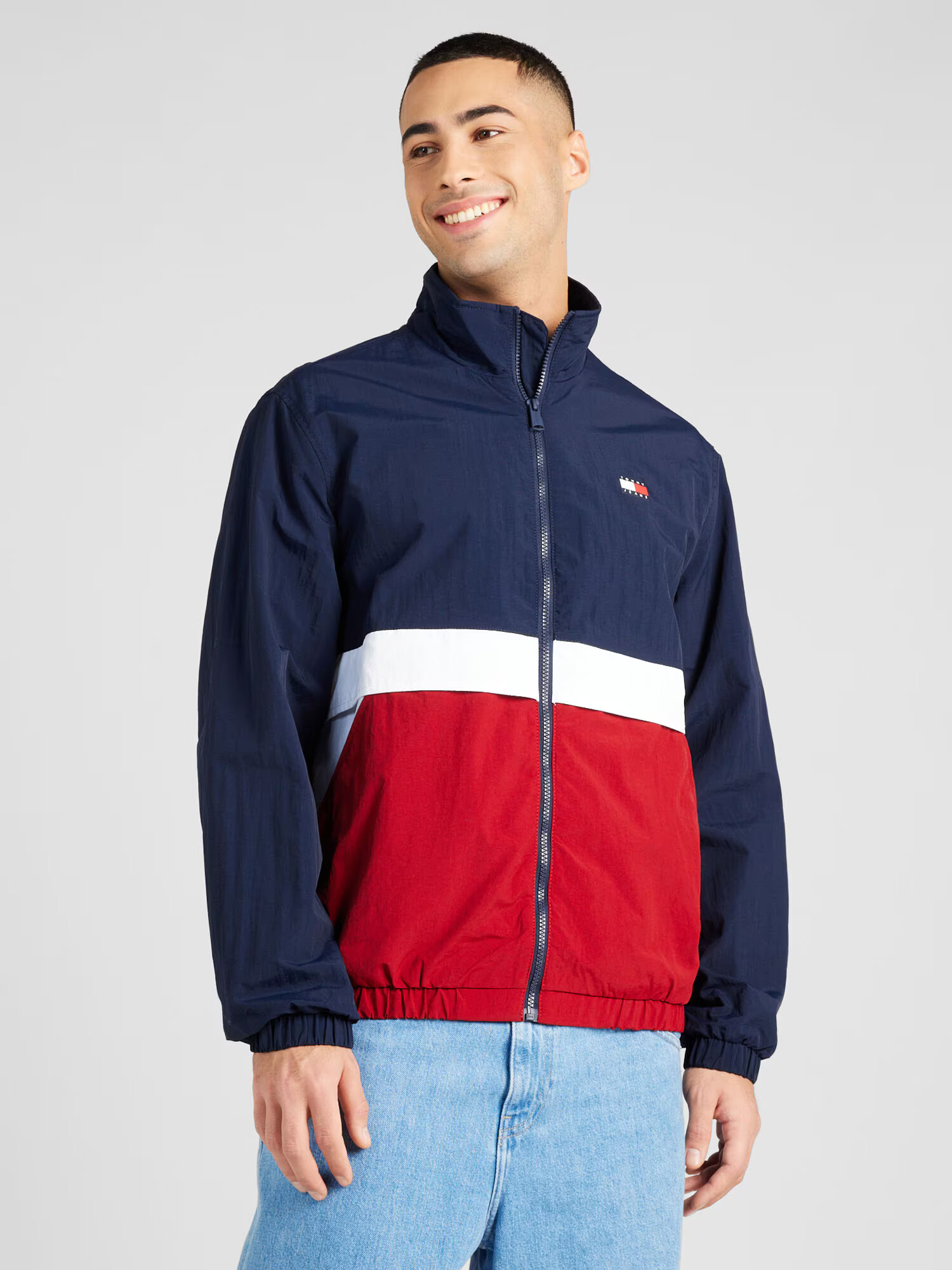 Tommy Jeans Geacă de primăvară-toamnă 'Essential' bleumarin / roșu / alb - Pled.ro