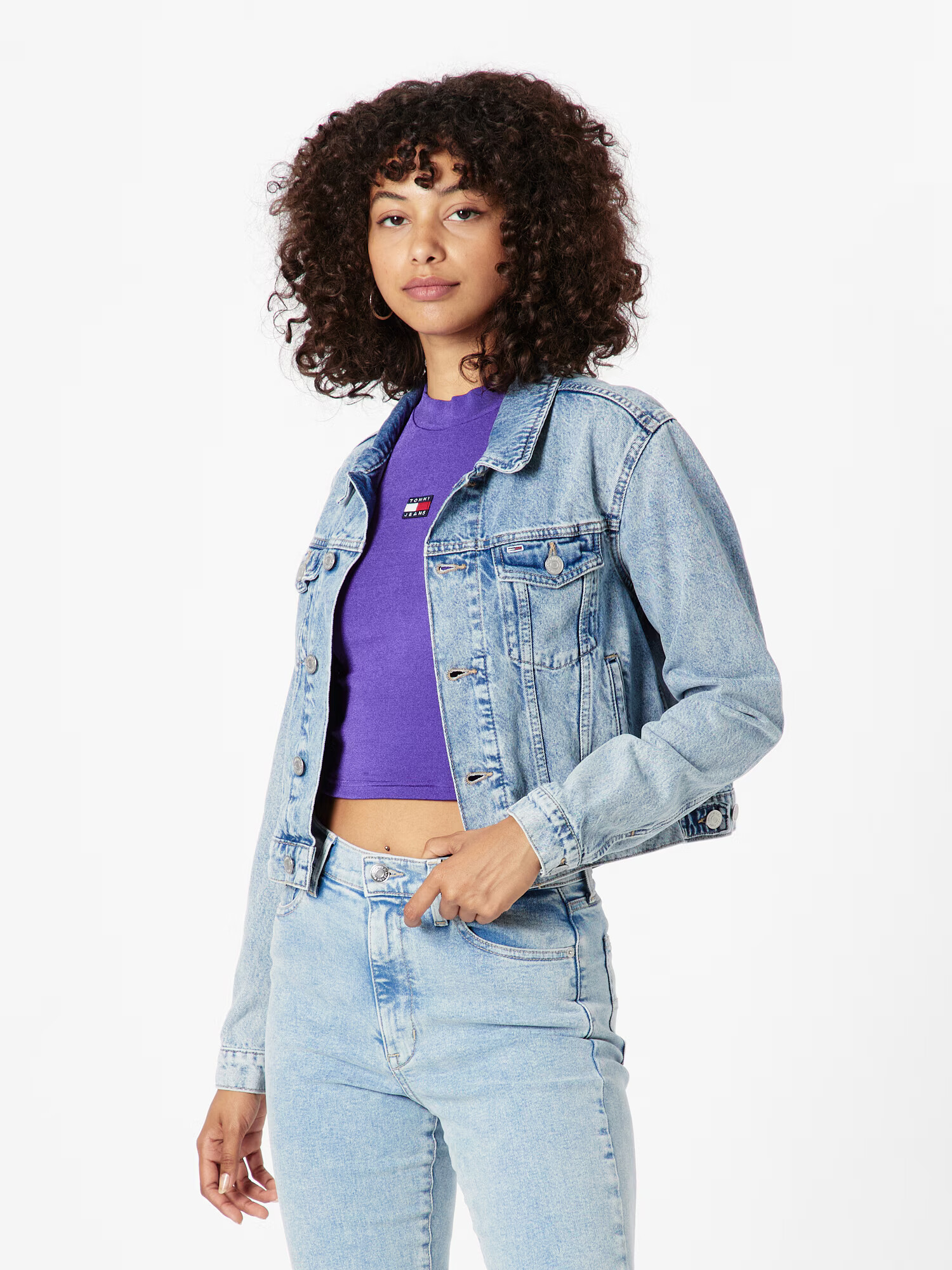 Tommy Jeans Geacă de primăvară-toamnă 'IZZIE' bleumarin / albastru denim / roșu intens / alb - Pled.ro