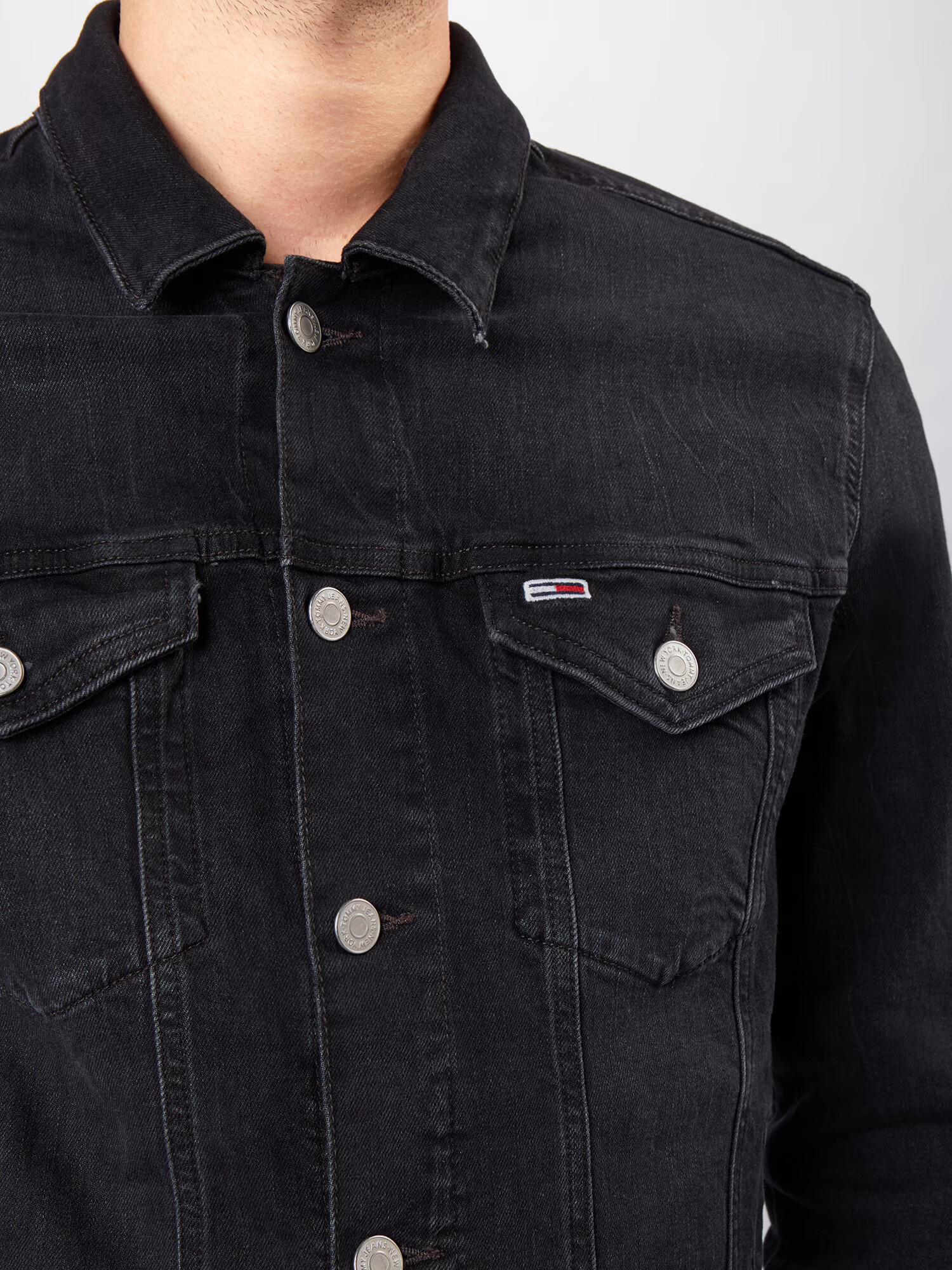 Tommy Jeans Geacă de primăvară-toamnă negru denim - Pled.ro