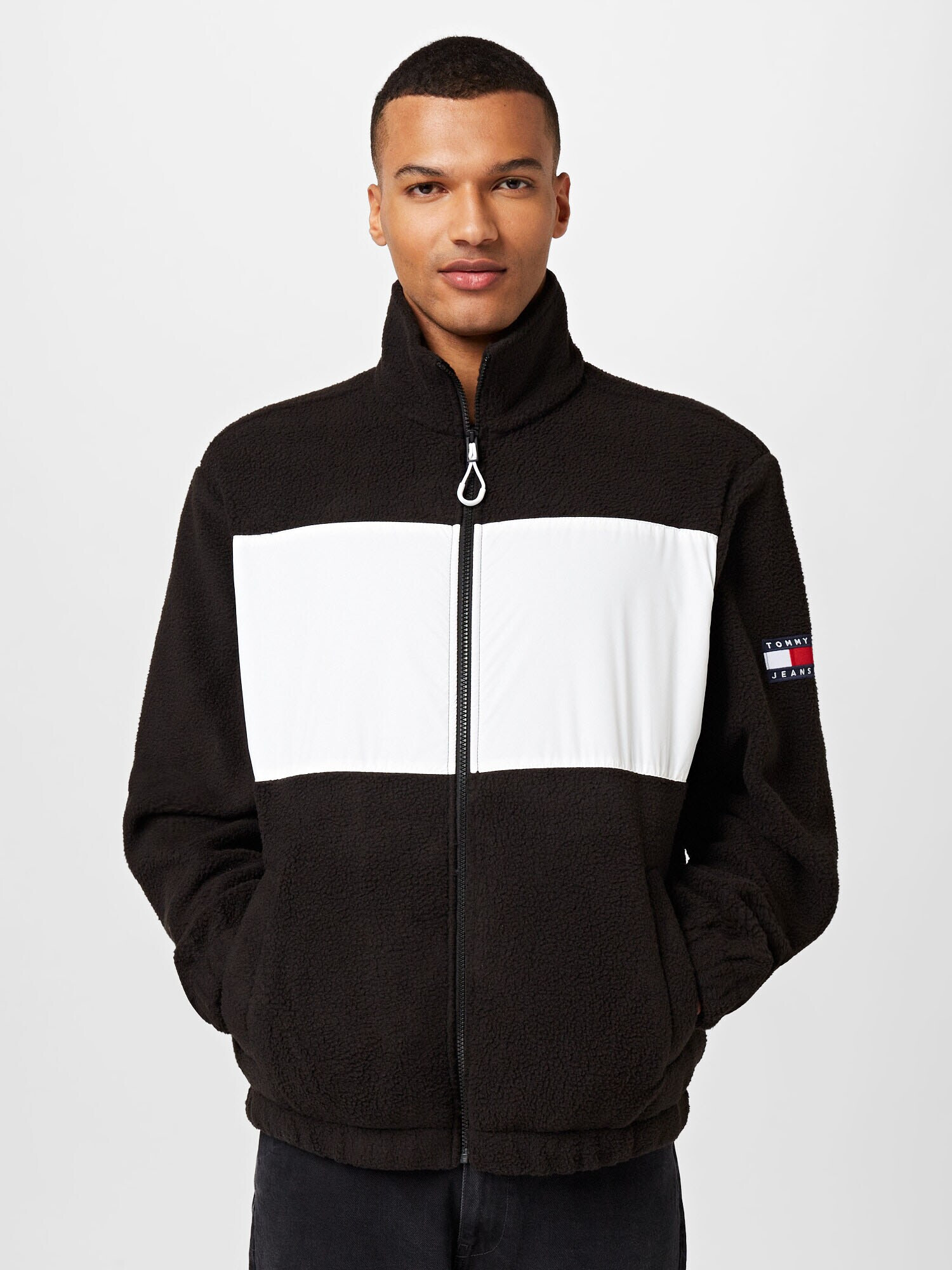 Tommy Jeans Jachetă fleece roși aprins / negru / alb - Pled.ro