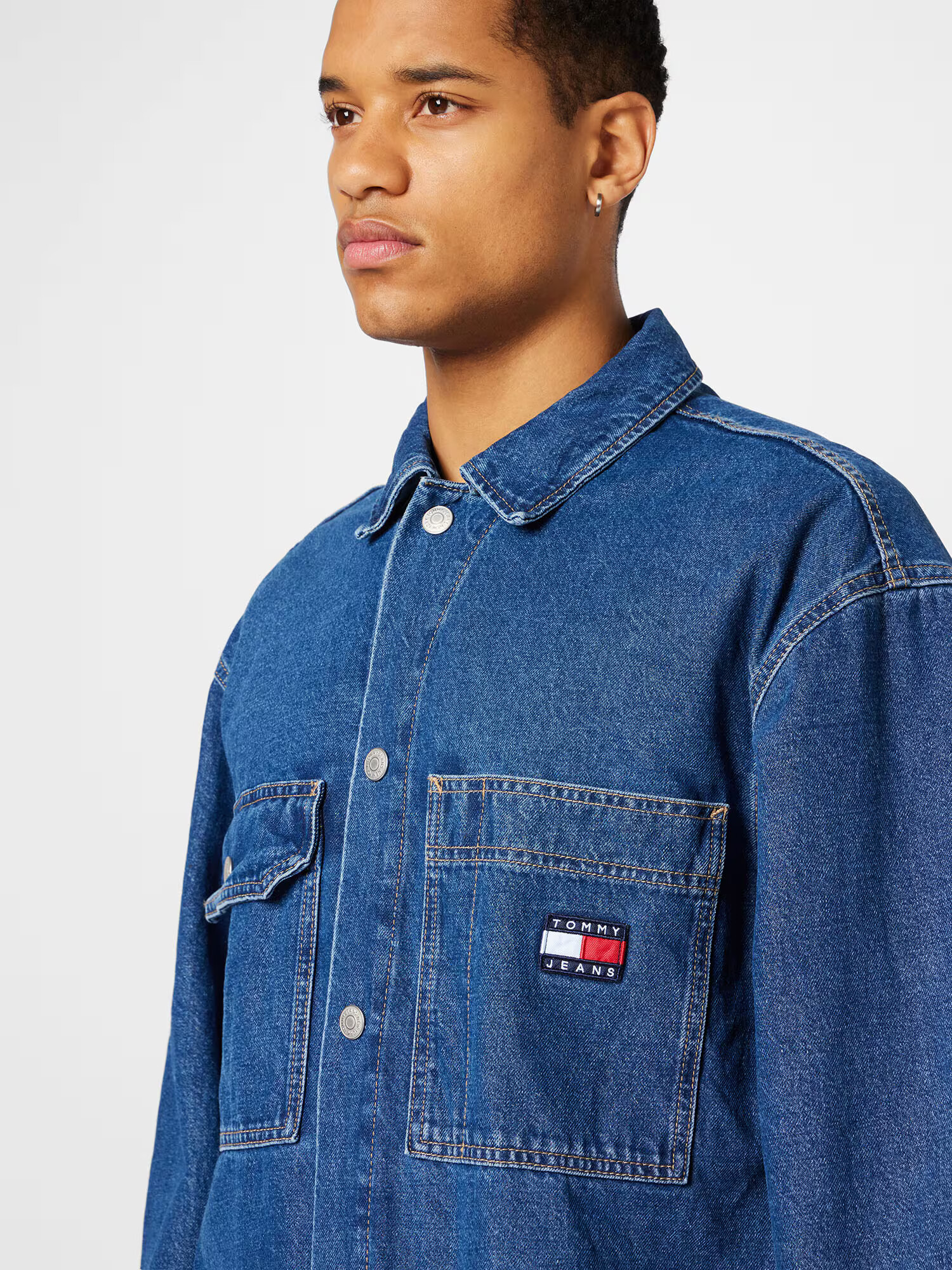 Tommy Jeans Geacă de primăvară-toamnă 'Worker' albastru denim / roșu / alb - Pled.ro