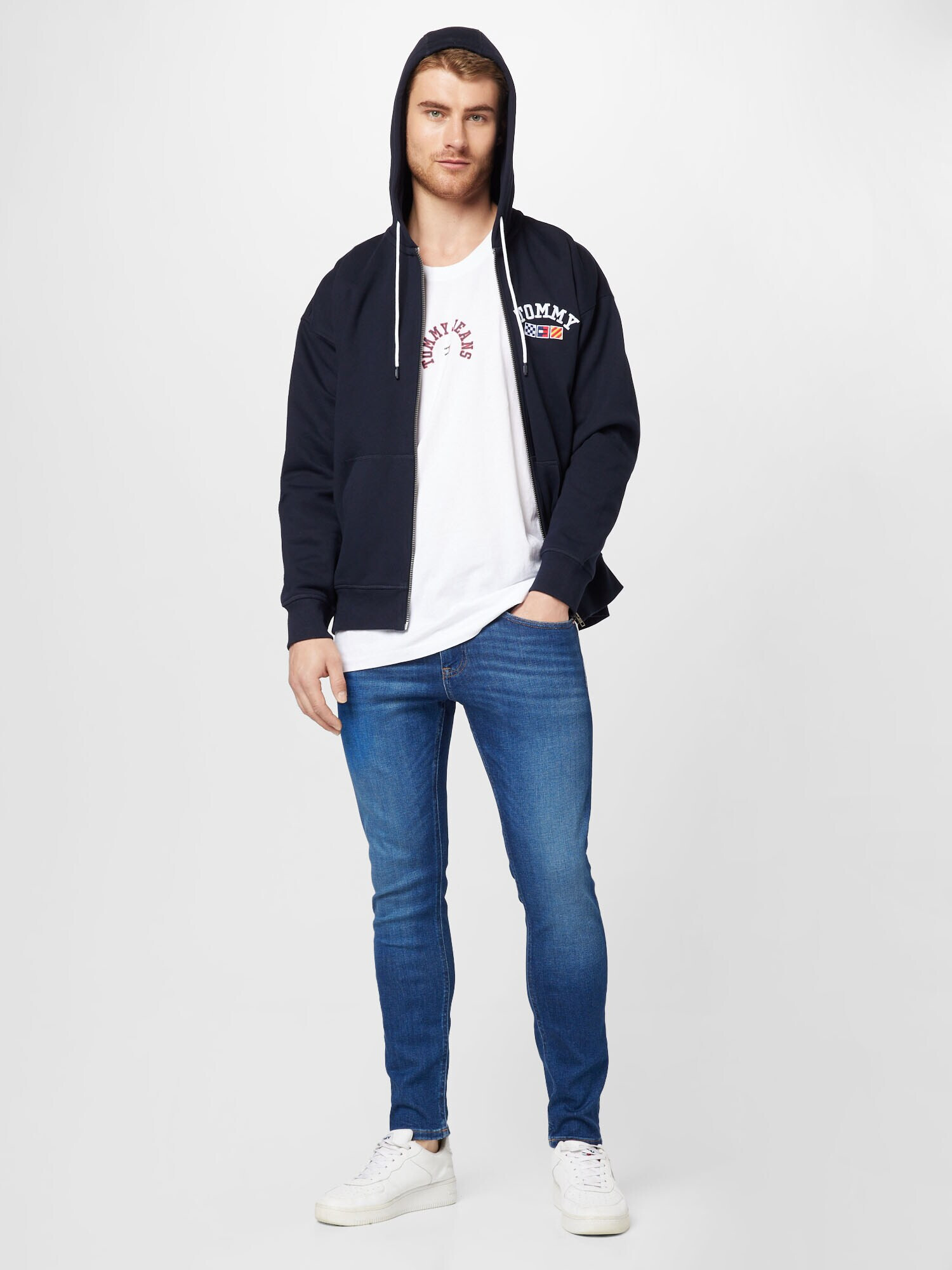 Tommy Jeans Hanorac albastru marin / albastru regal / roșu / alb - Pled.ro