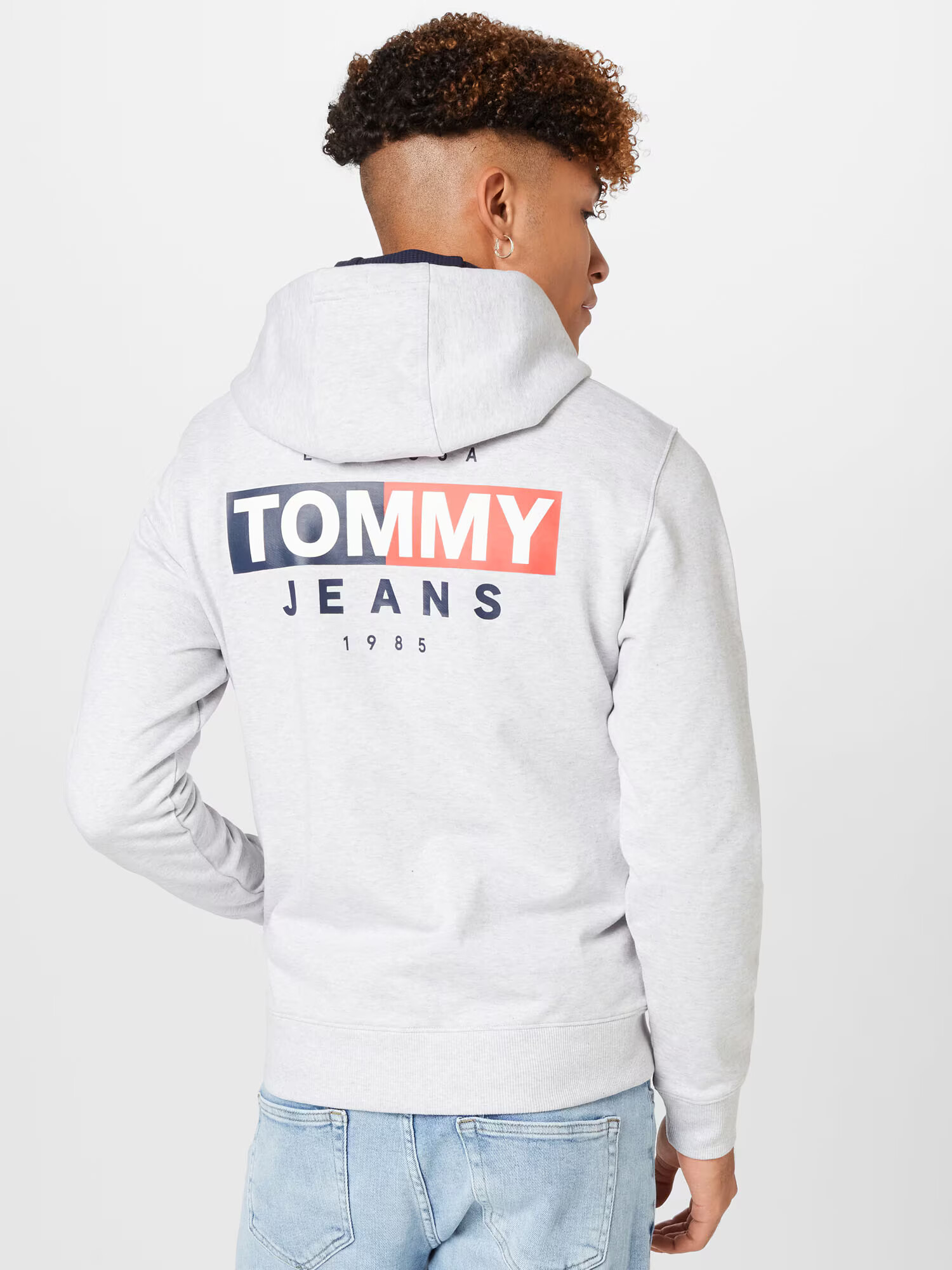 Tommy Jeans Hanorac bleumarin / gri deschis / roșu / alb - Pled.ro