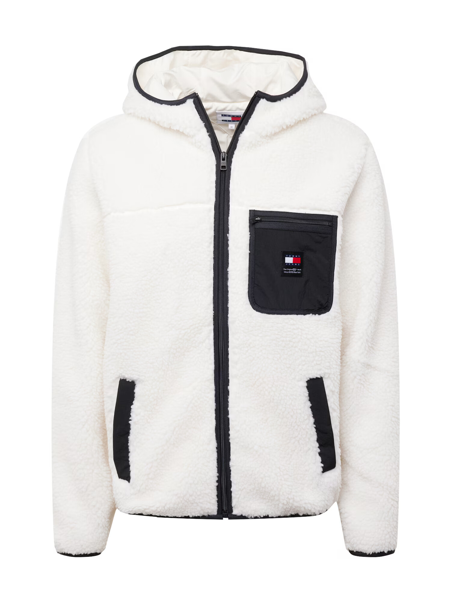 Tommy Jeans Jachetă fleece negru / alb - Pled.ro