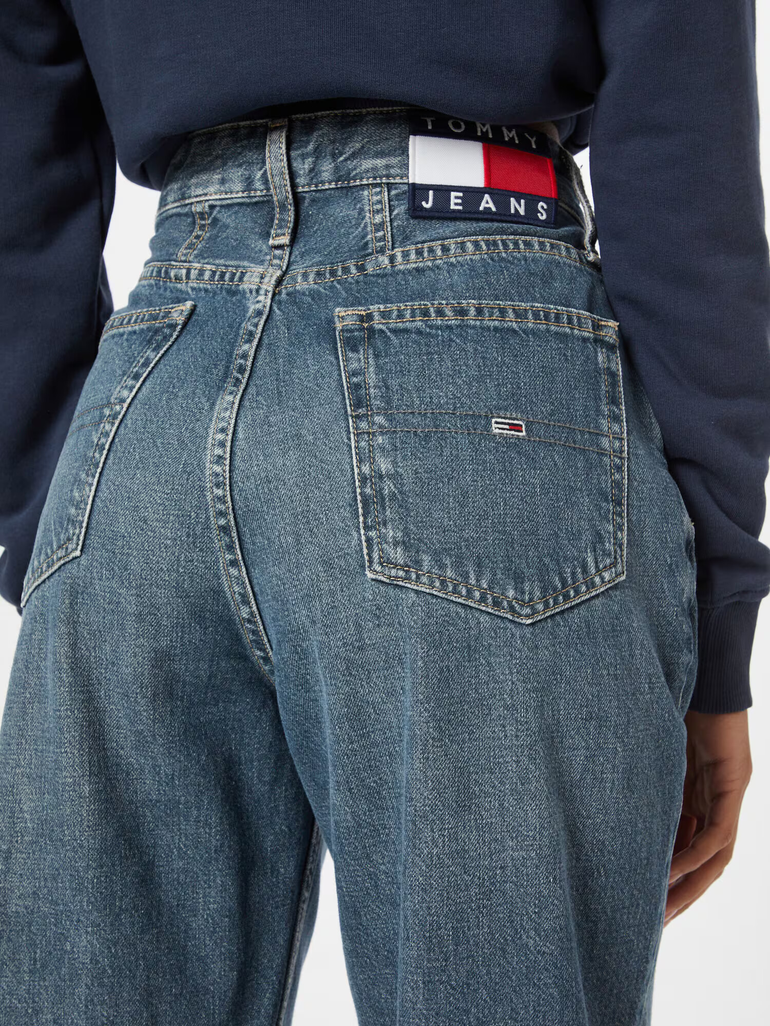 Tommy Jeans Jeans bleumarin / albastru denim / roșu / alb - Pled.ro