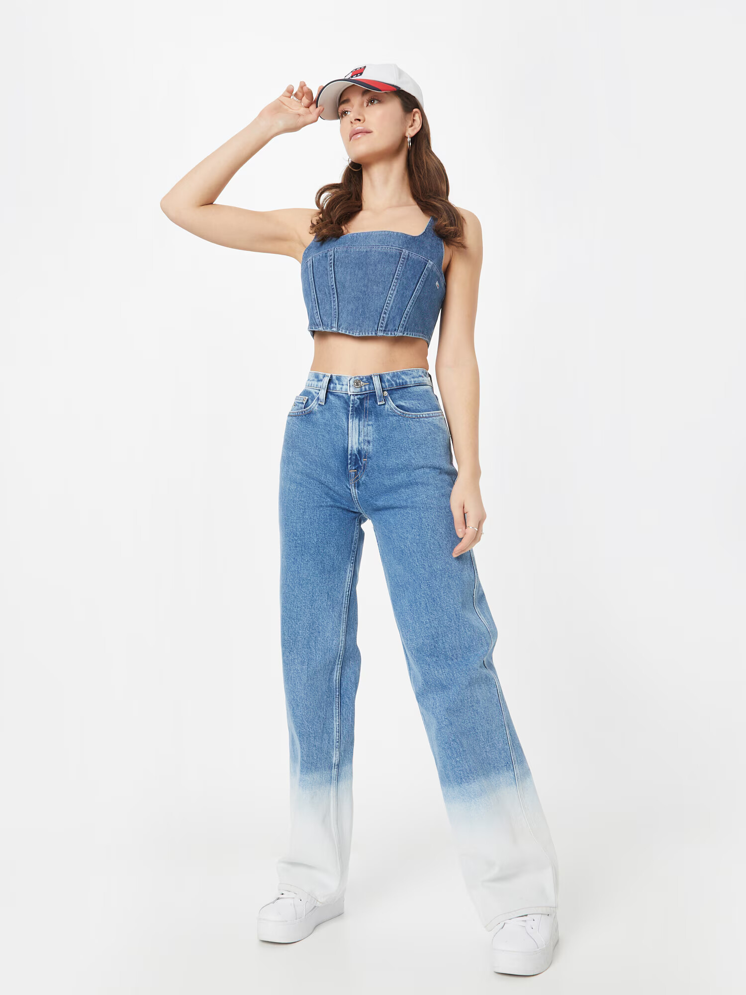 Tommy Jeans Jeans 'Claire' albastru denim / alb - Pled.ro