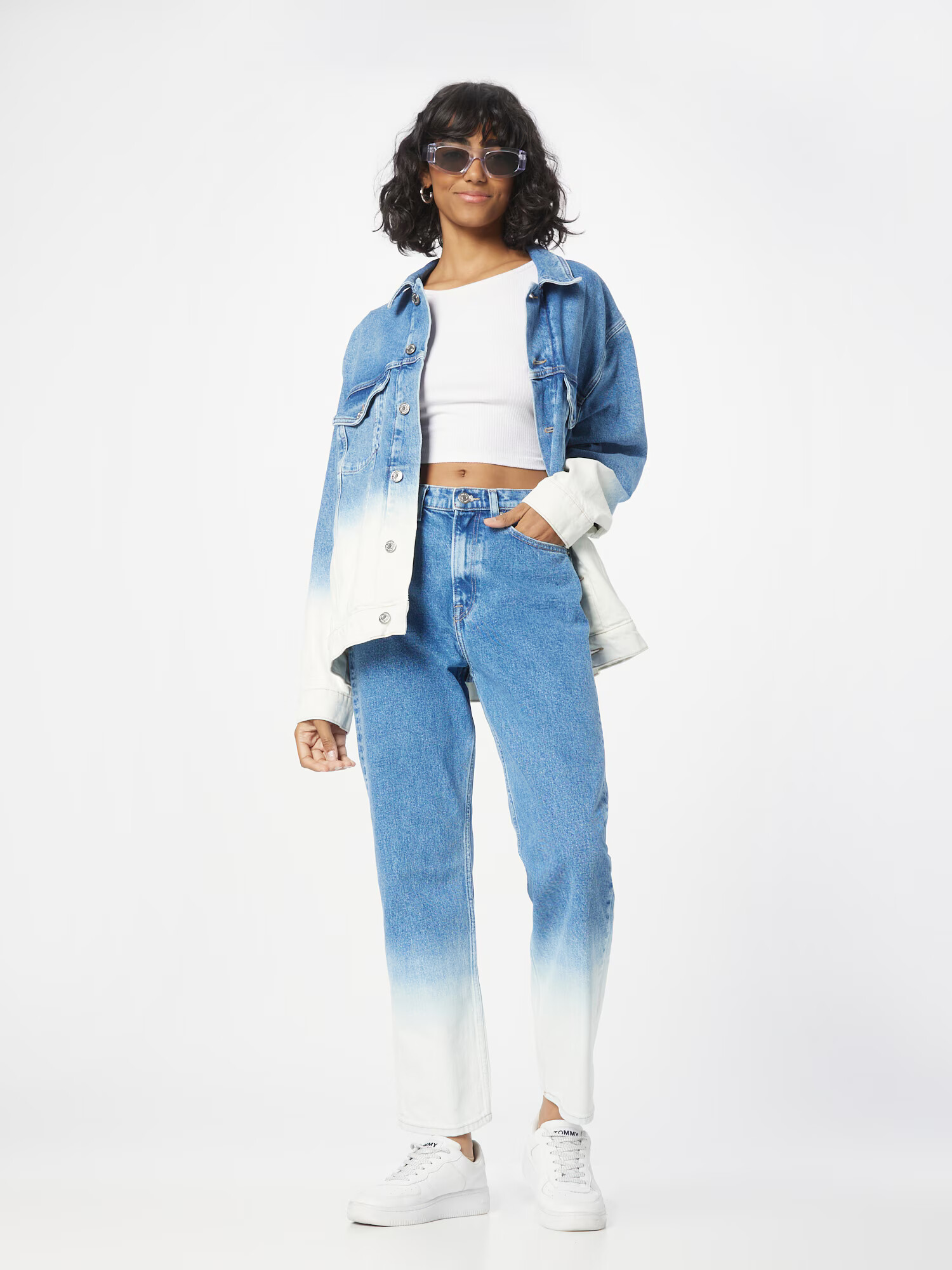 Tommy Jeans Jeans 'HARPER' albastru denim / alb - Pled.ro