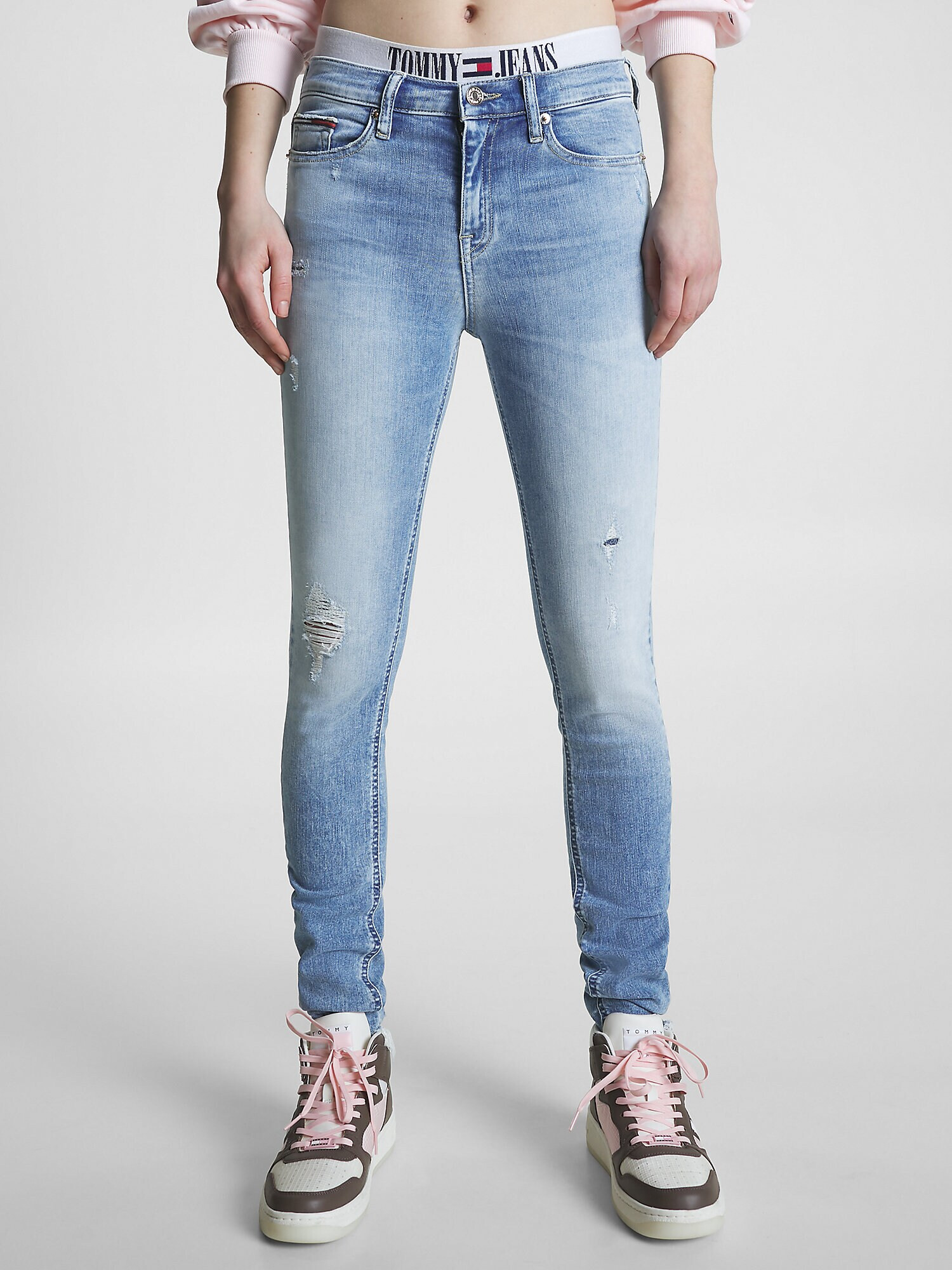 Tommy Jeans Jeans 'Nora' bleumarin / albastru denim / roșu / alb - Pled.ro