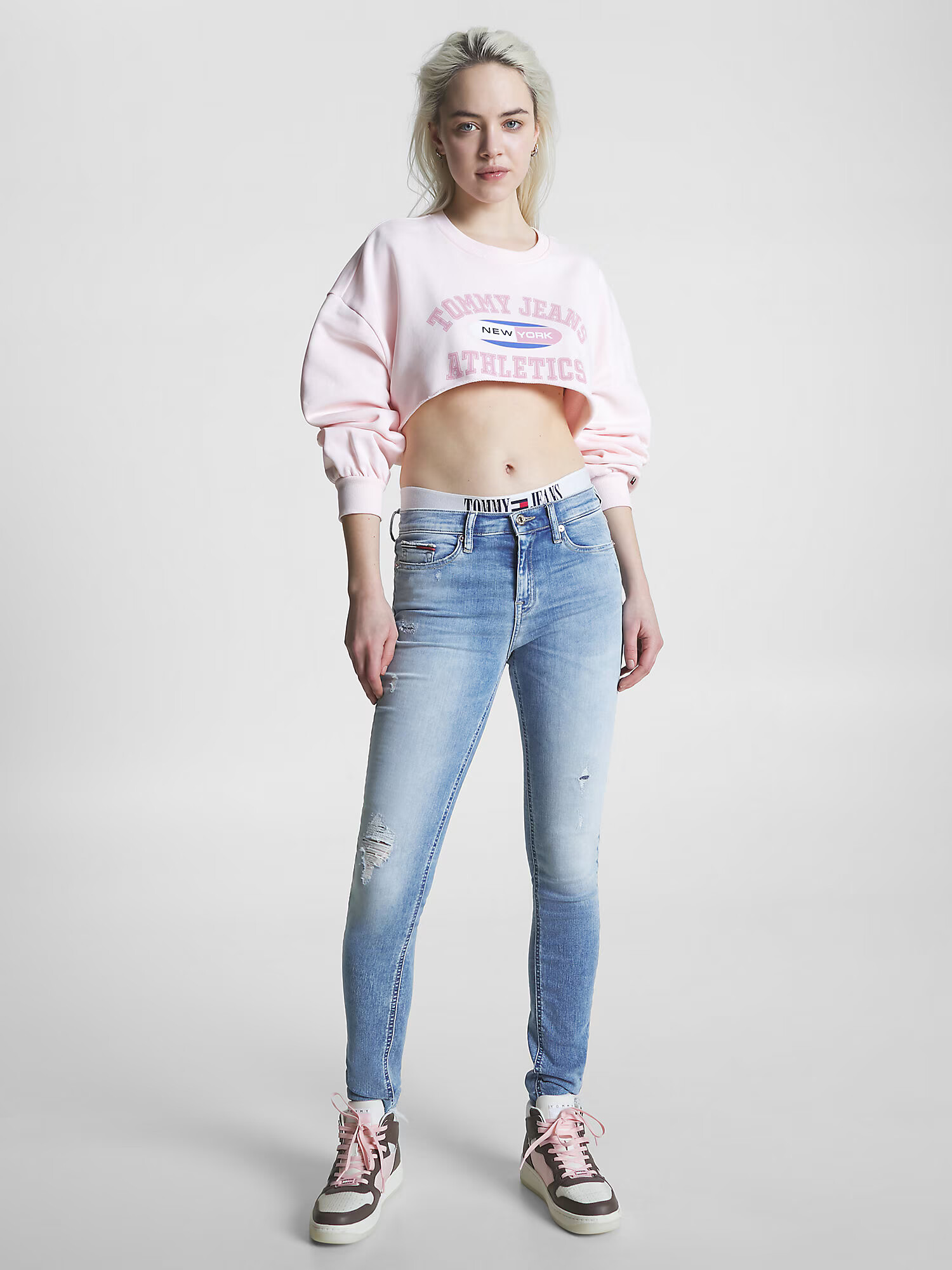 Tommy Jeans Jeans 'Nora' bleumarin / albastru denim / roșu / alb - Pled.ro