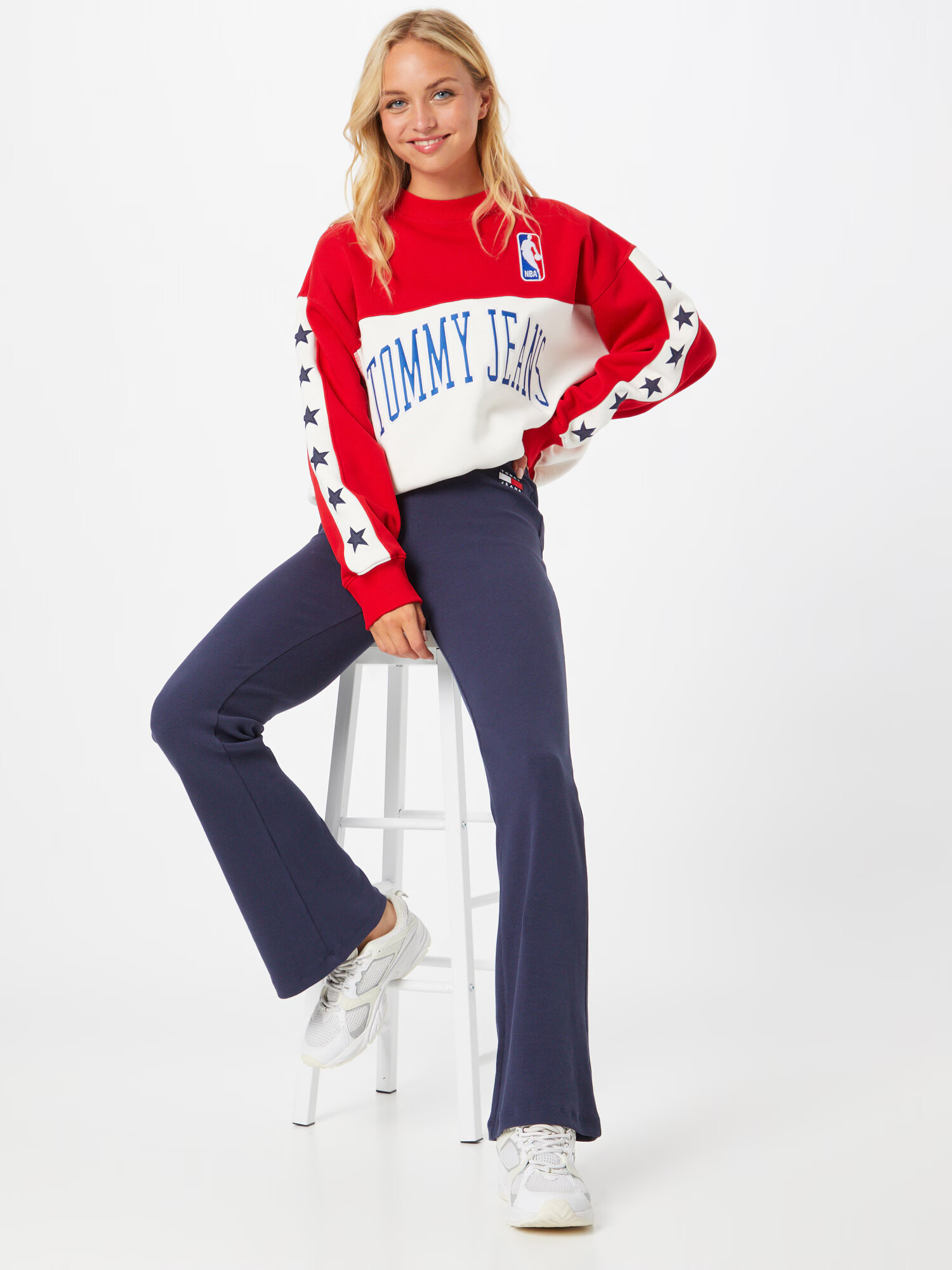 Tommy Jeans Leggings bleumarin / roșu / alb - Pled.ro