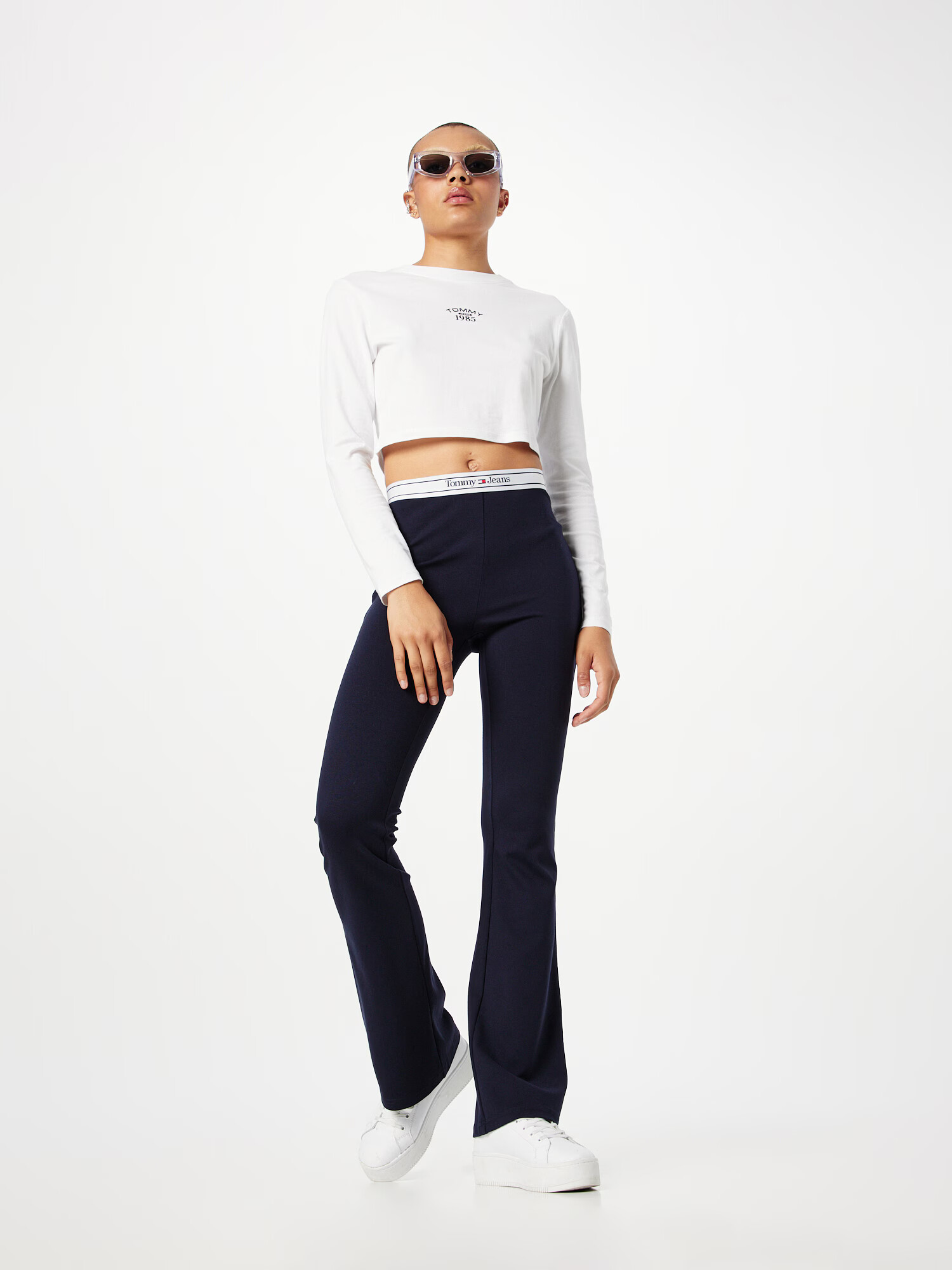 Tommy Jeans Leggings bleumarin / roșu / alb - Pled.ro