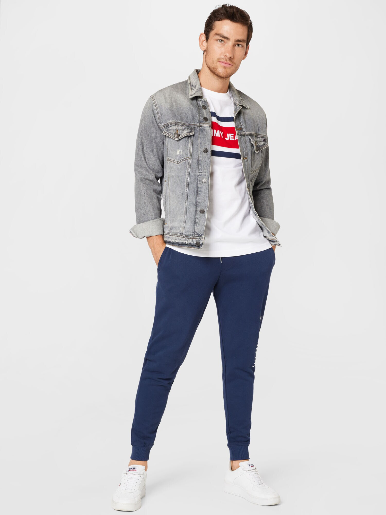 Tommy Jeans Pantaloni bleumarin / roșu / alb - Pled.ro