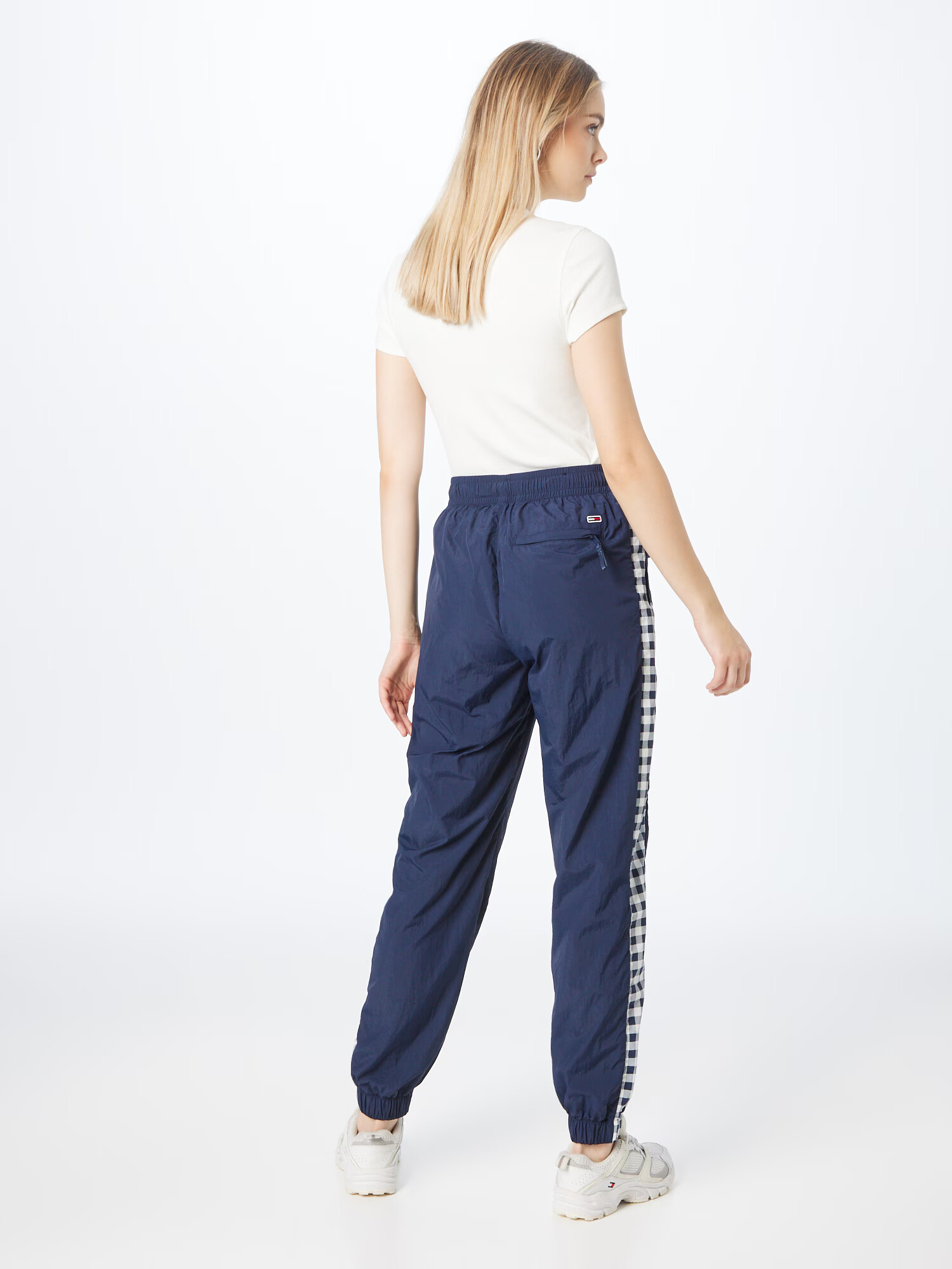 Tommy Jeans Pantaloni 'Gingham' bleumarin / roșu / alb - Pled.ro